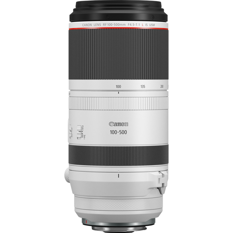 A Canon RF 100-500mm F4.5-7.1 L IS USM lens.