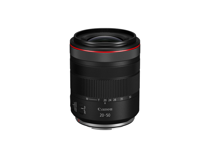A Canon RF 20-50mm F4L IS USM PZ lens.