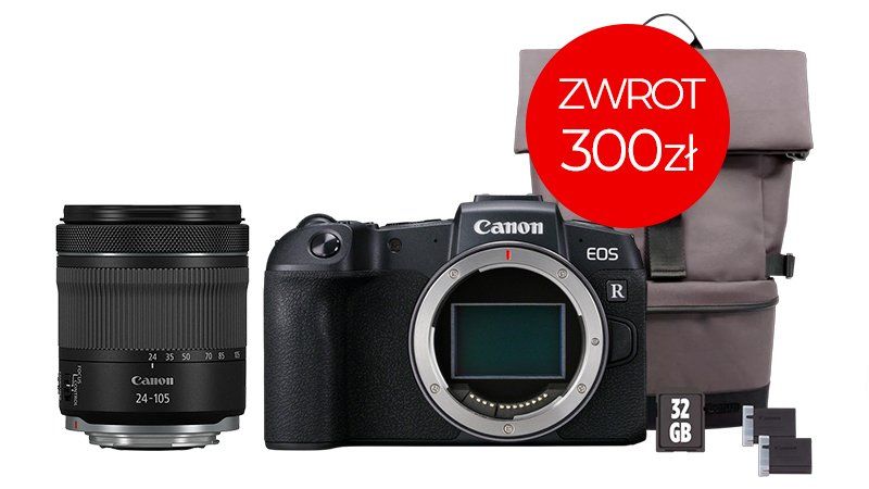 EOS RP + RF 24-105mm IS STM + plecak + karta pamięci SD card + zapasowy akumulator LP-E17