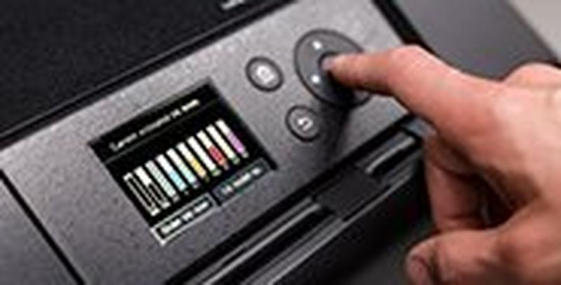 The ink levels showing on a setting bar of a Canon printer. 