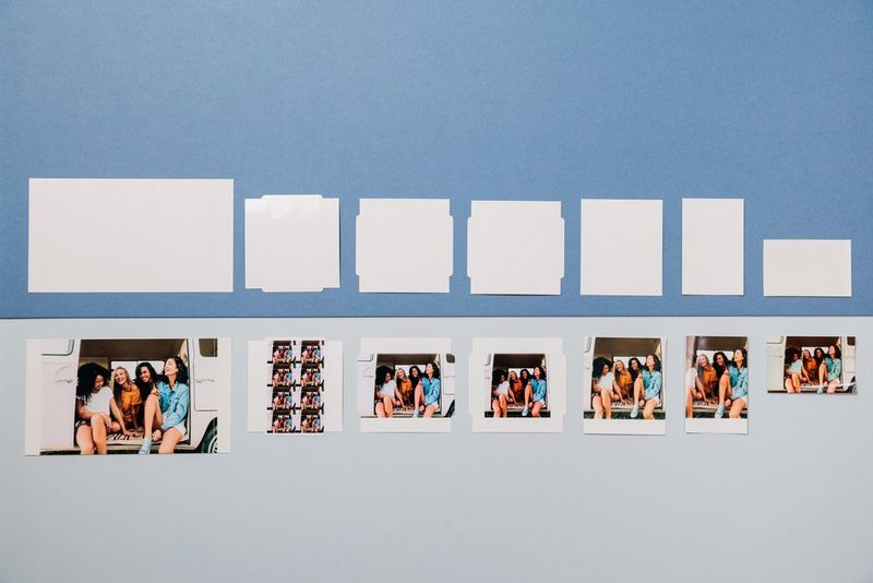 A selection of printer papers for Canon SELPHY and Canon Zoemini printers are laid out, with a printed version of each paper arranged underneath them.