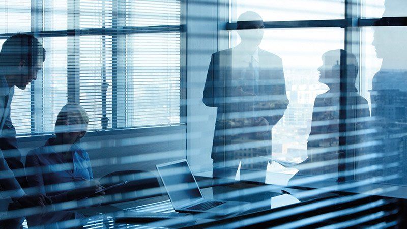 Team discussing project in office