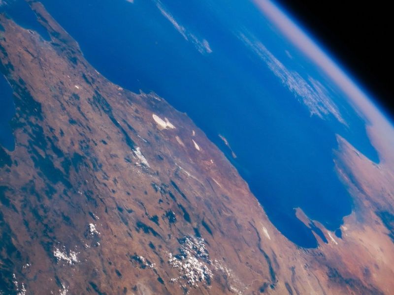 A satellite view of Earth, focusing on the African continent and the Red Sea.