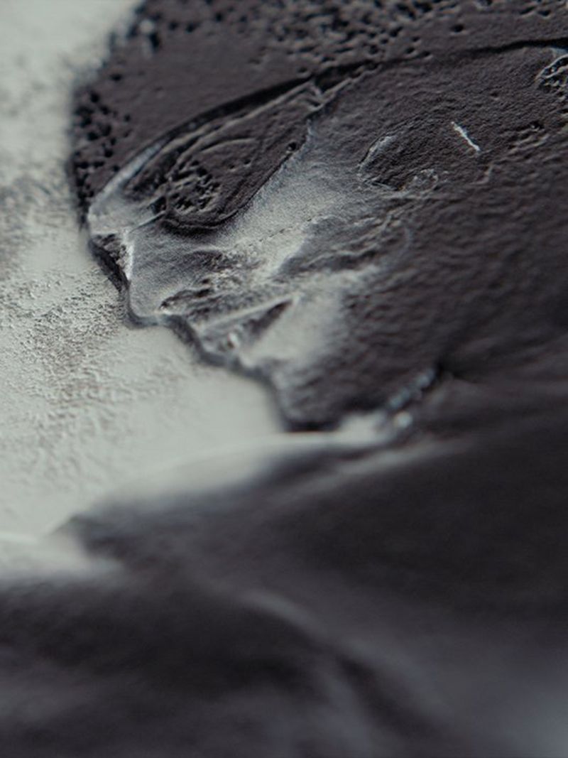 Close up of relief print of Samo Vidic photograph of swimmer, Darko Đurić