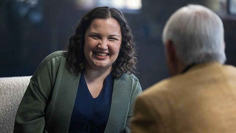 Karen Trippass laughing with Bill Smith