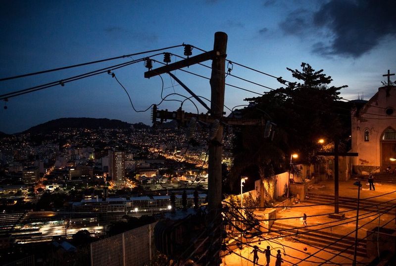 Children playing on a churchyard, in favela Providência of Rio De Janeiro, Brazil.
