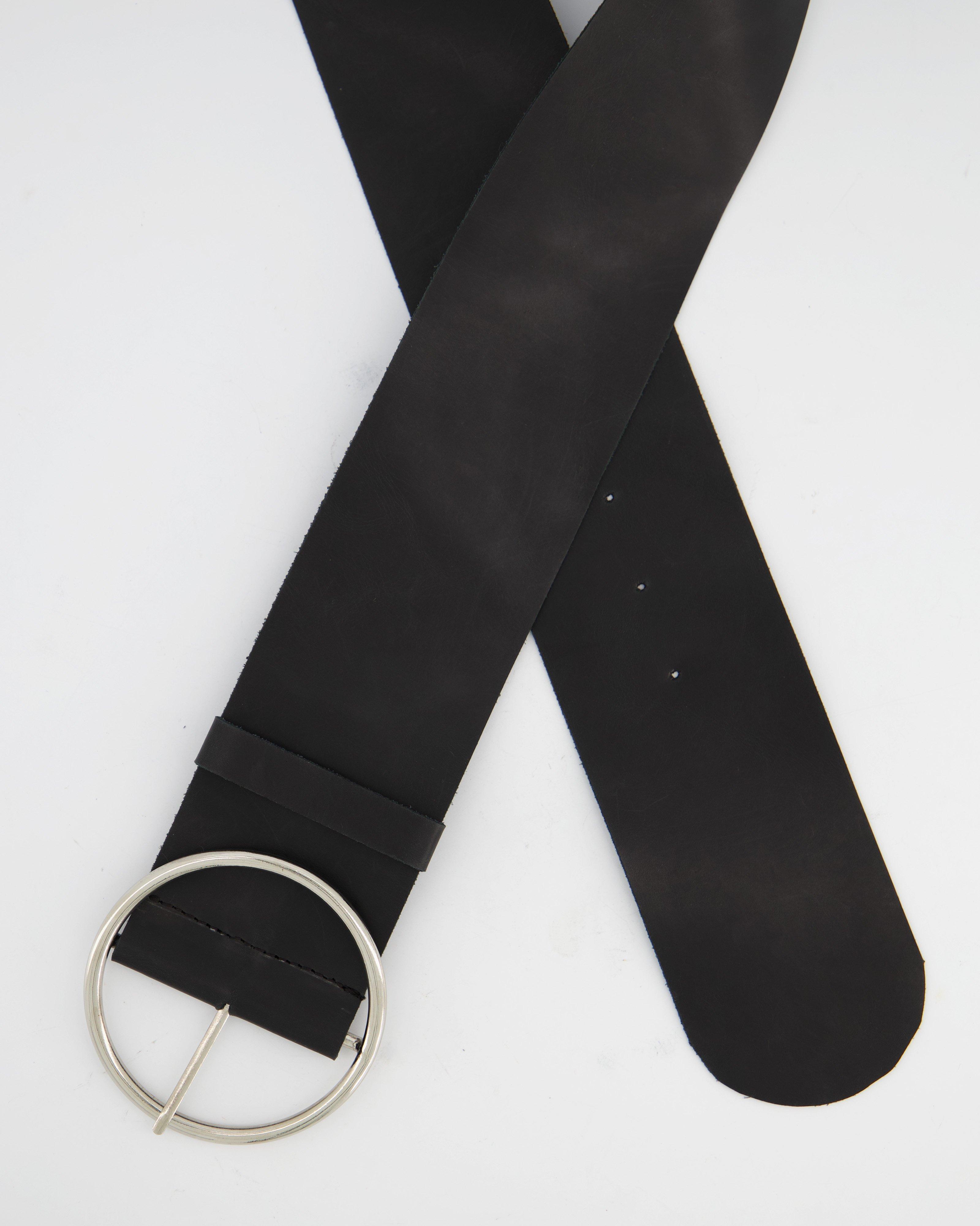 Andi Round Buckle Waist Belt -  black