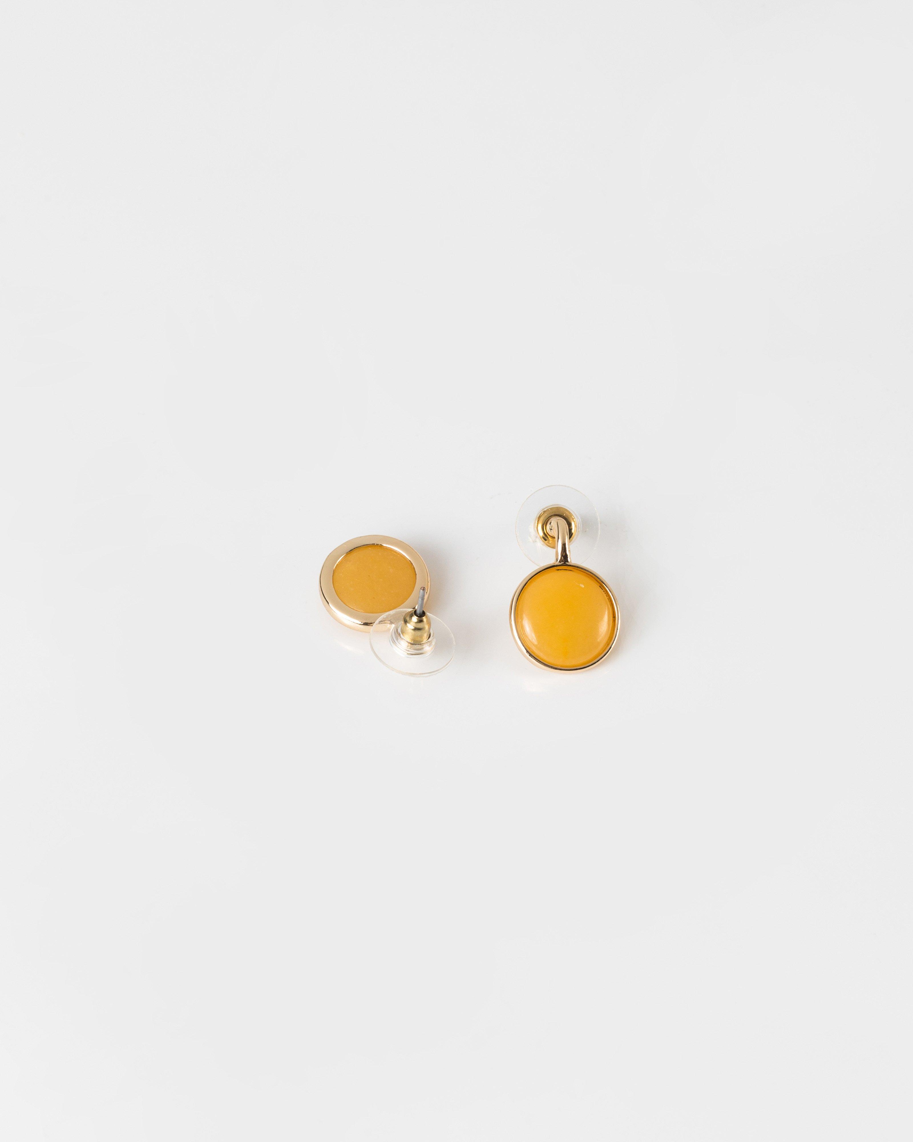 Natural Stone Circle Earrings -  yellow