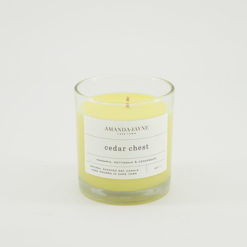 Amanda Jayne Cedar Chest Glass Candle  -  white