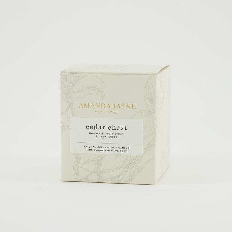 Amanda Jayne Cedar Chest Glass Candle  -  white