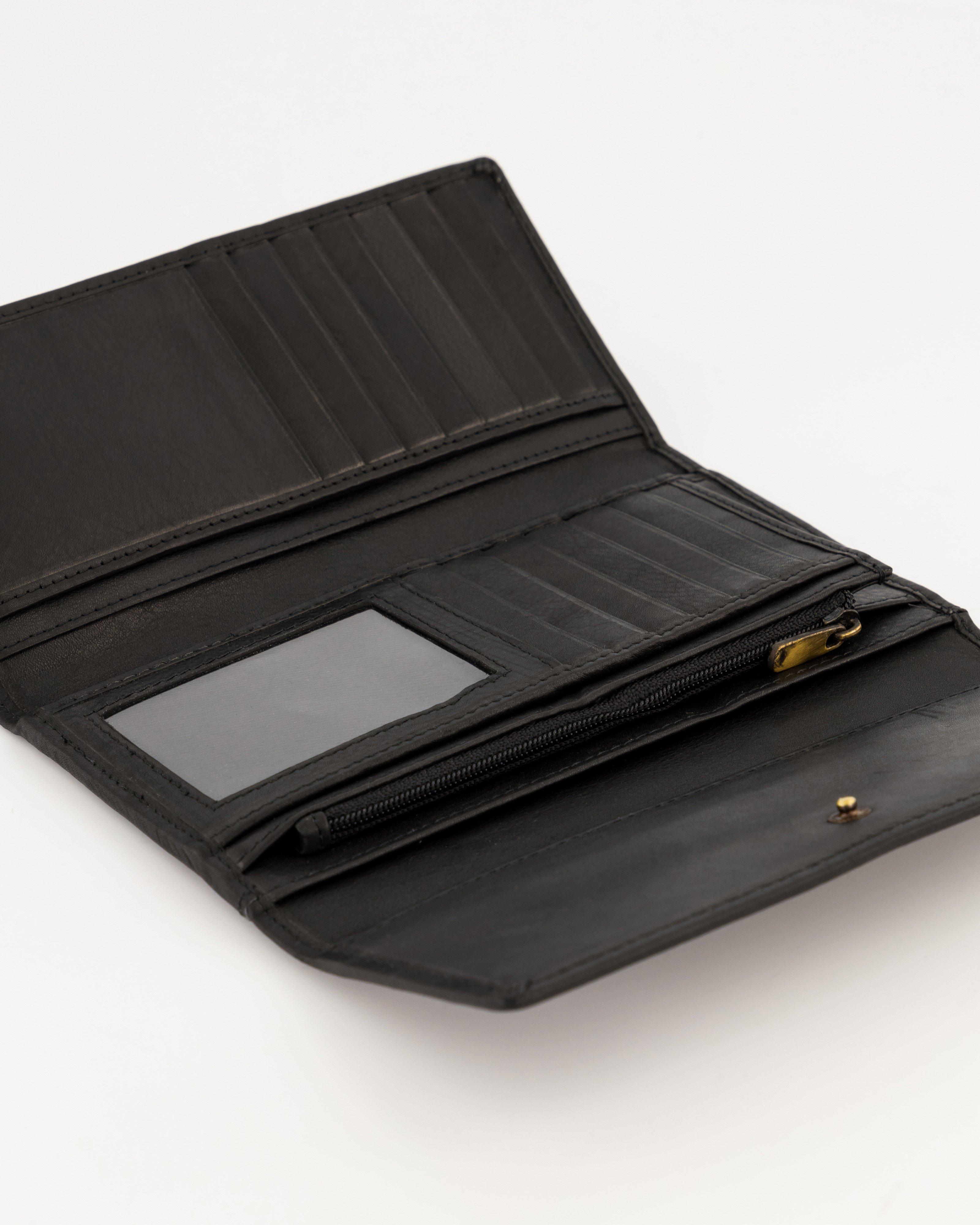 Sonia Structured Leather Wallet -  black