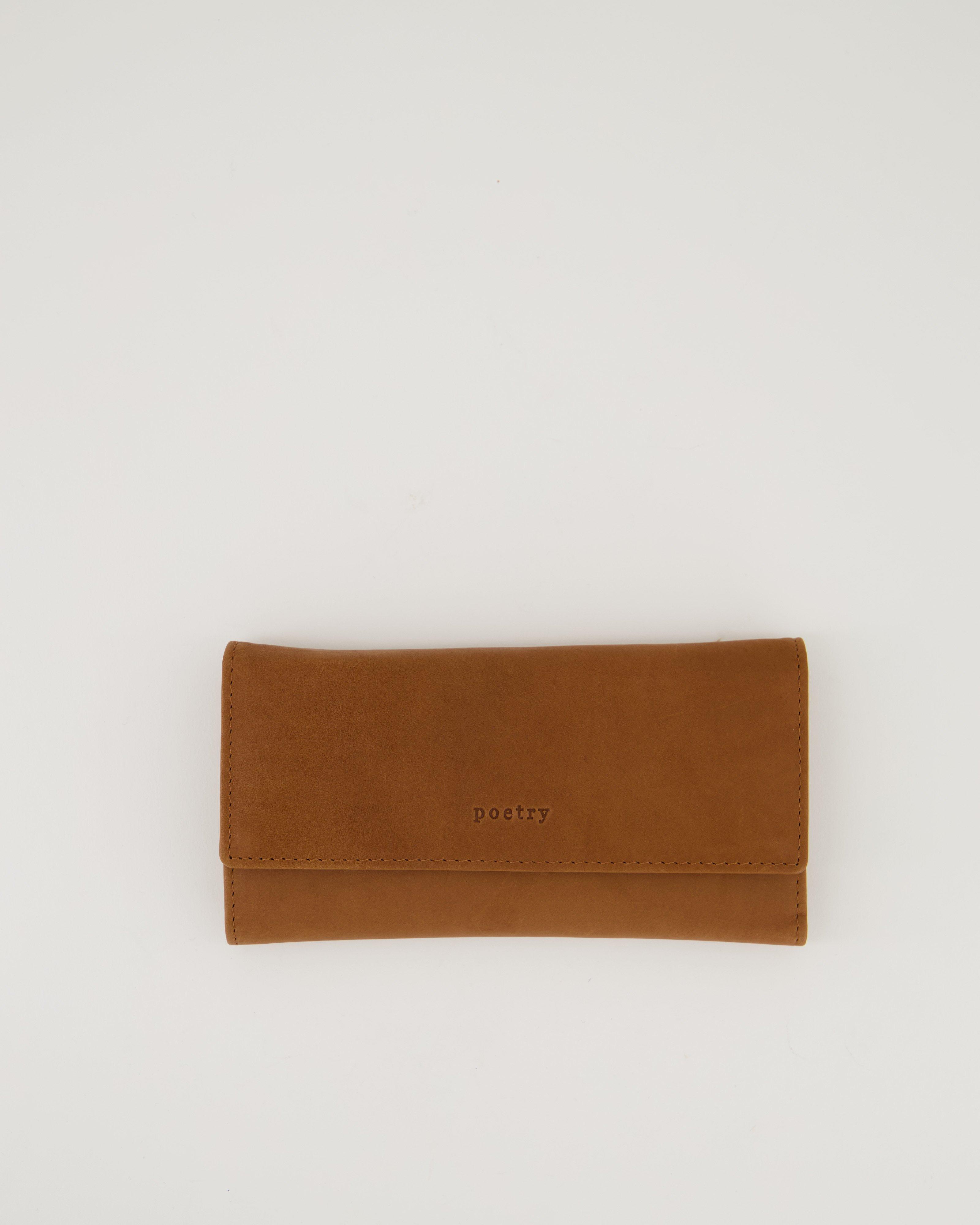 Sonia Structured Leather Wallet -  tan