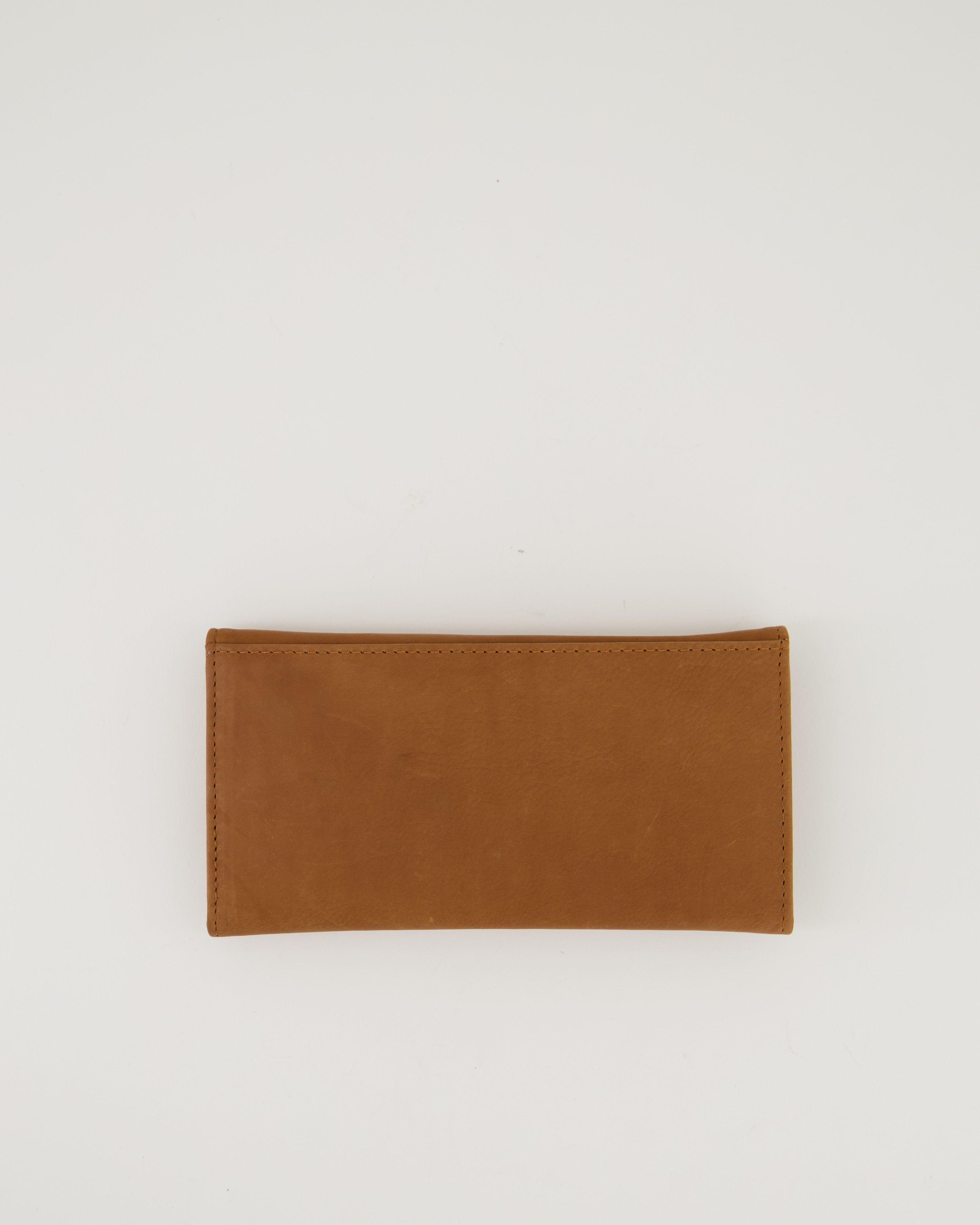 Sonia Structured Leather Wallet -  tan