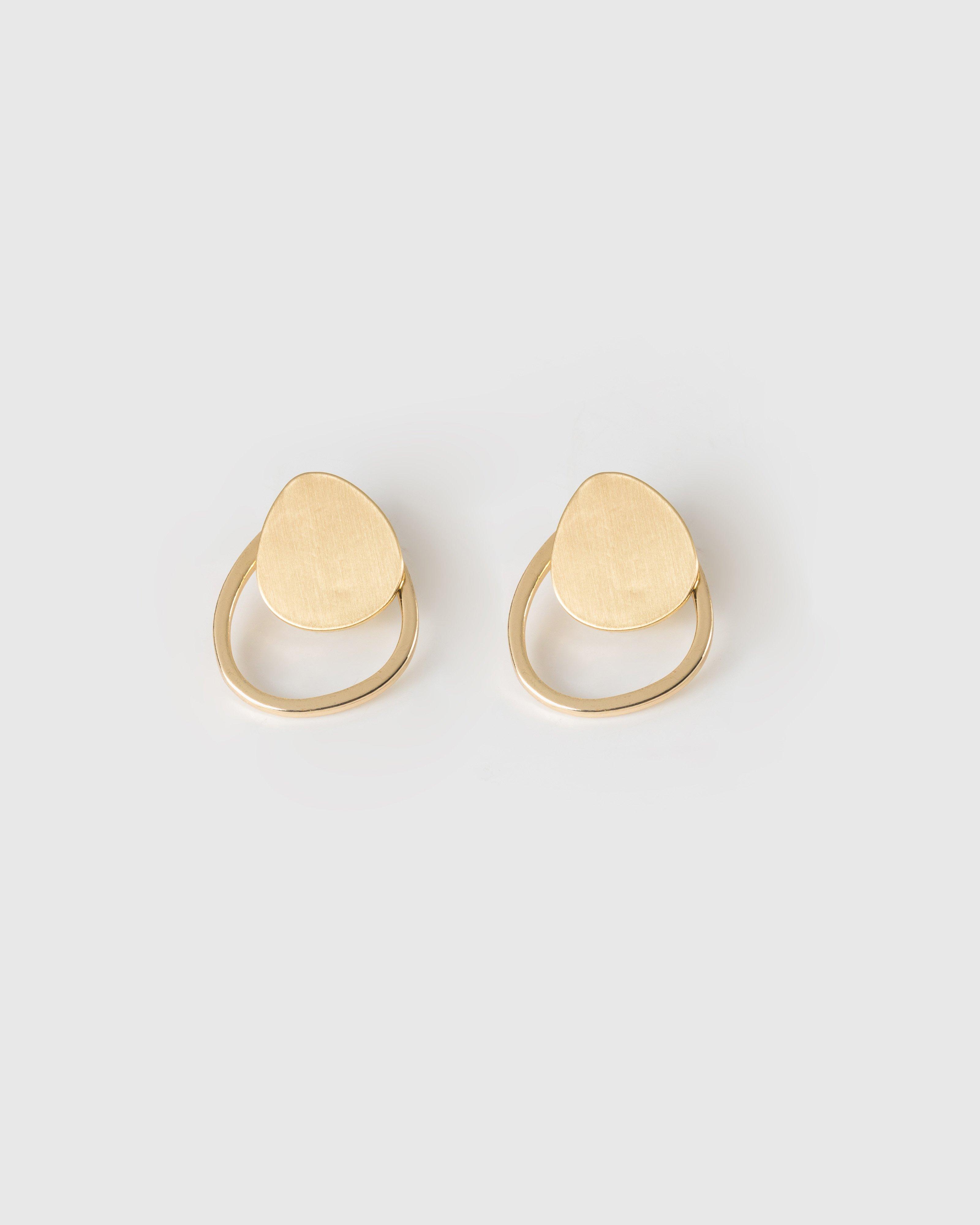 Metal Disc Stud Earrings -  gold