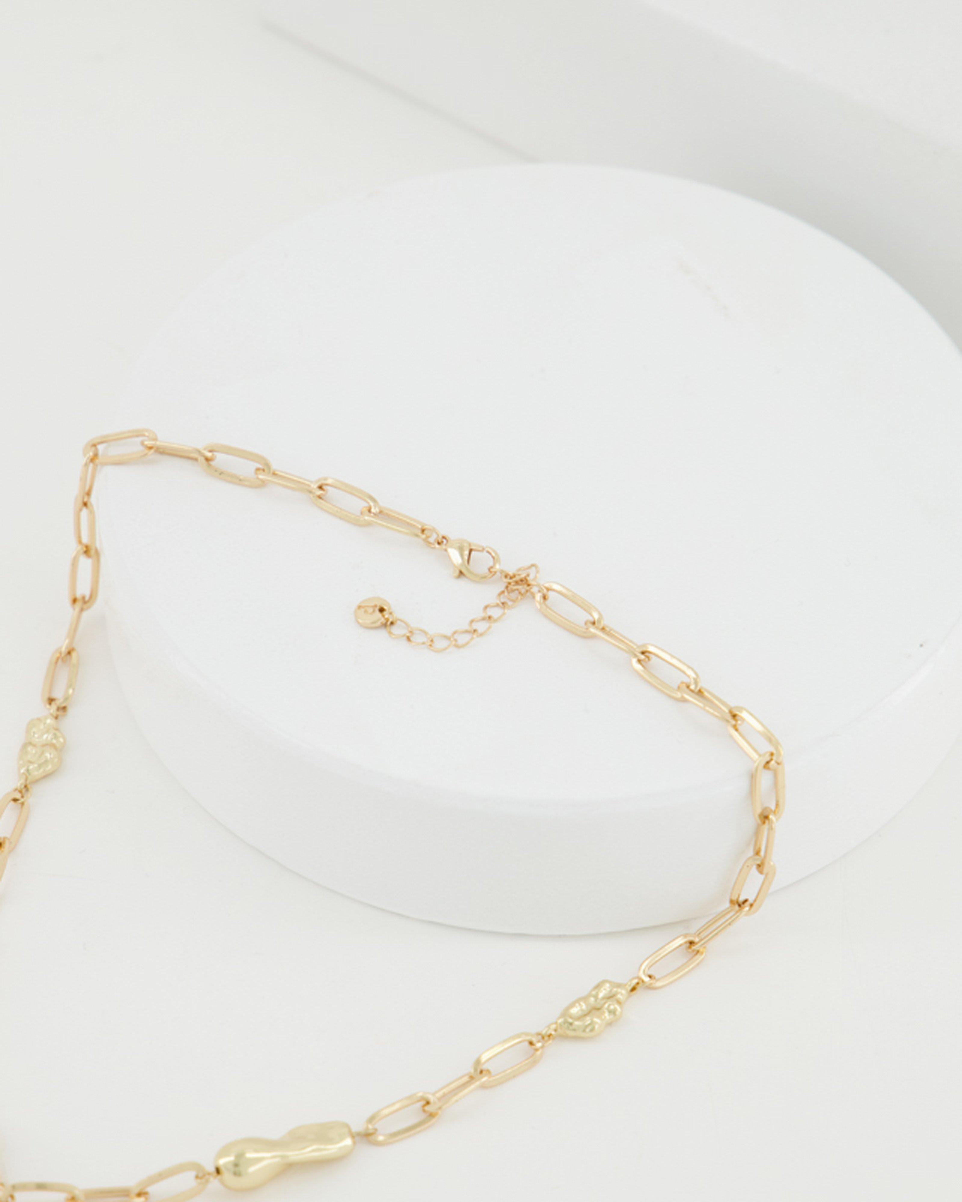 Chain Link & Pearl Satellite Necklace -  milk