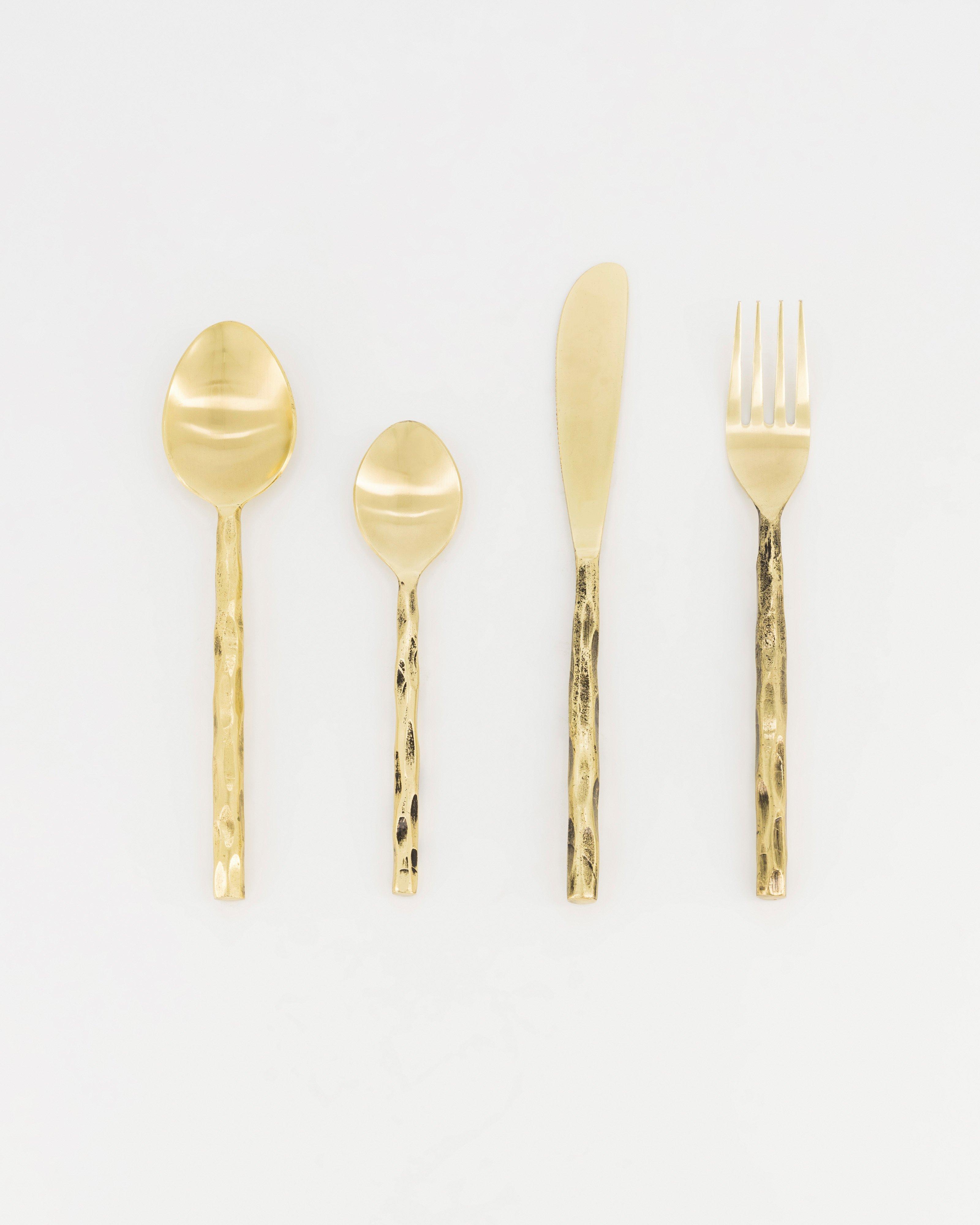 Hammered Cutlery Set -  gold