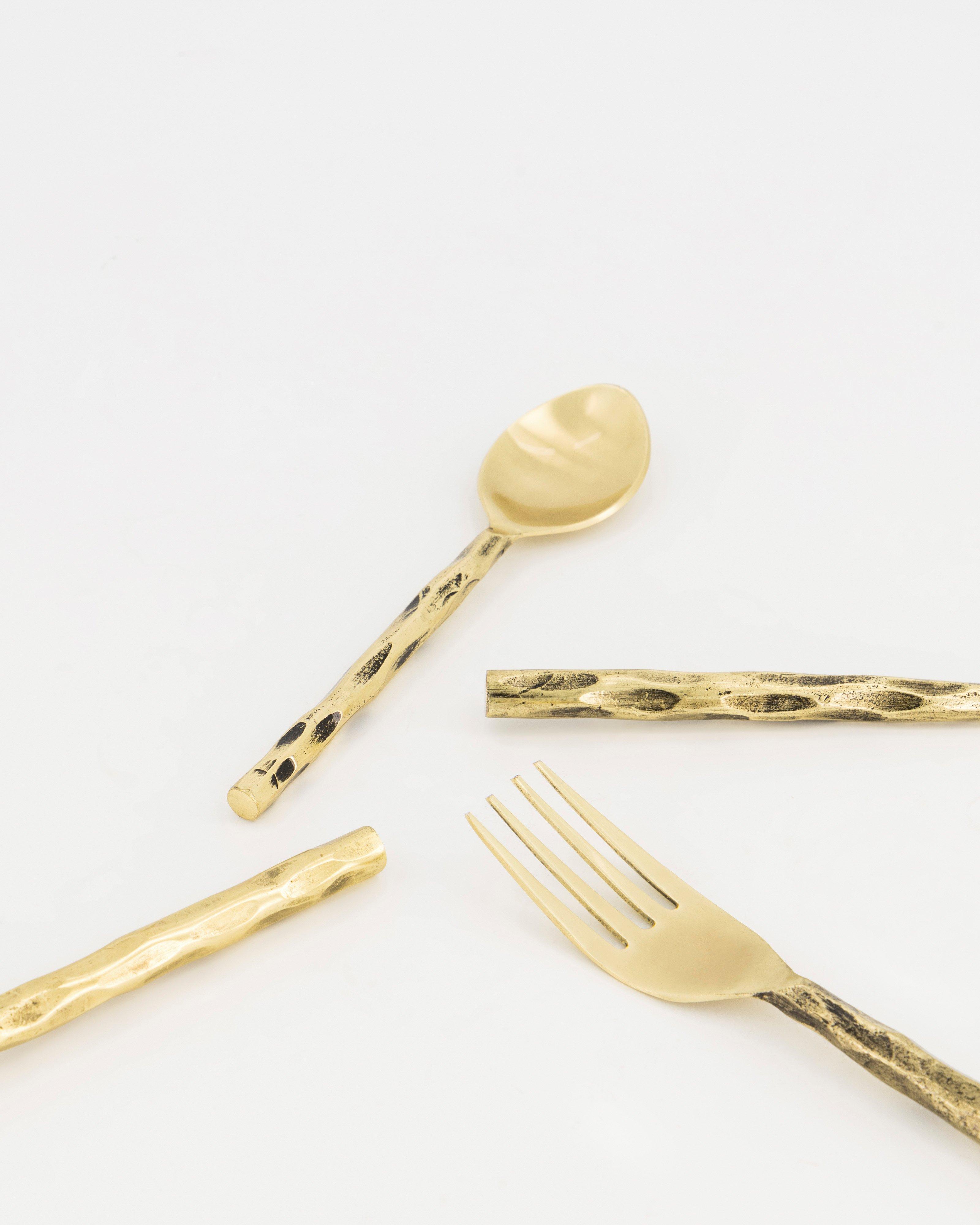 Hammered Cutlery Set -  gold