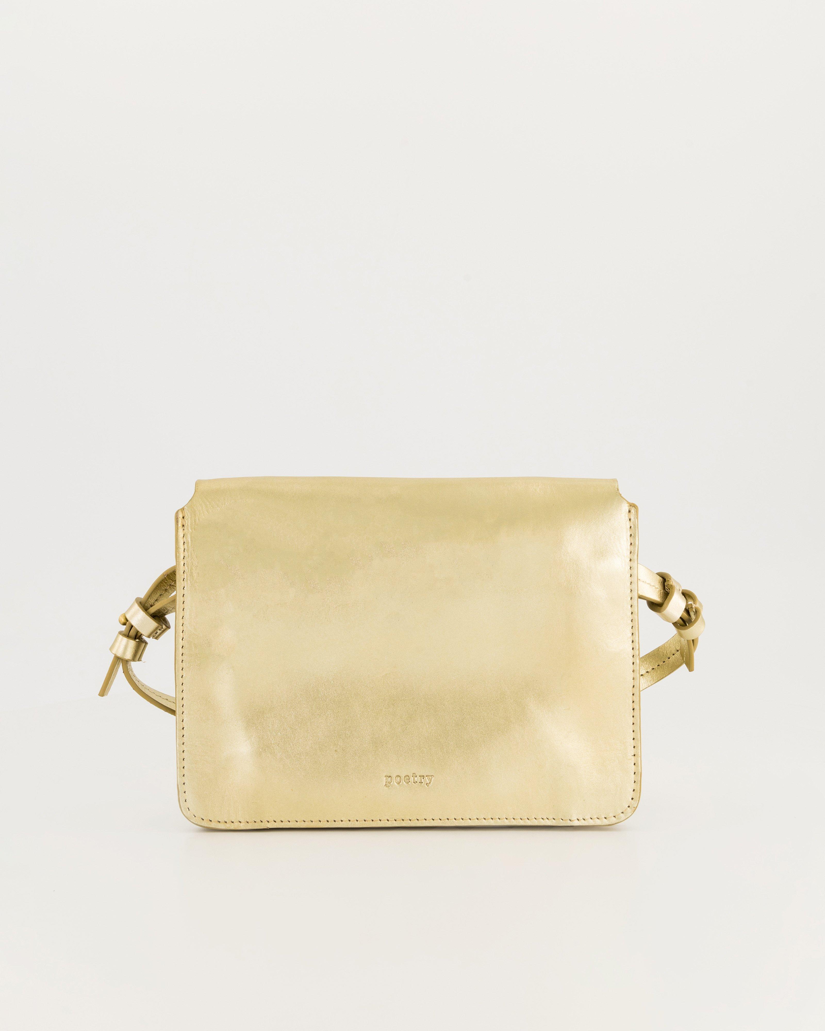 Garia Croc Flap Crossbody Bag -  gold