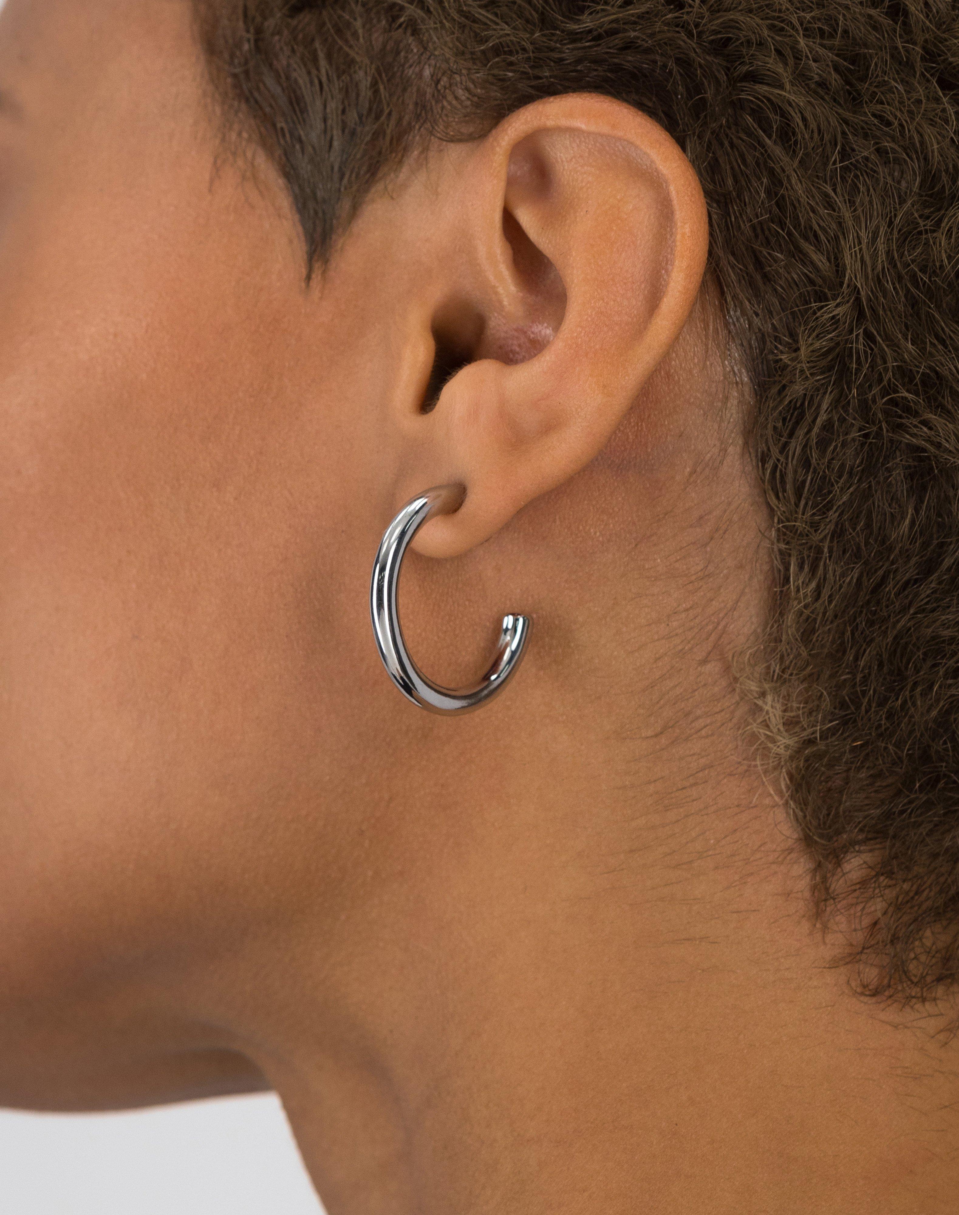 Metal Hoop Earrings -  silver