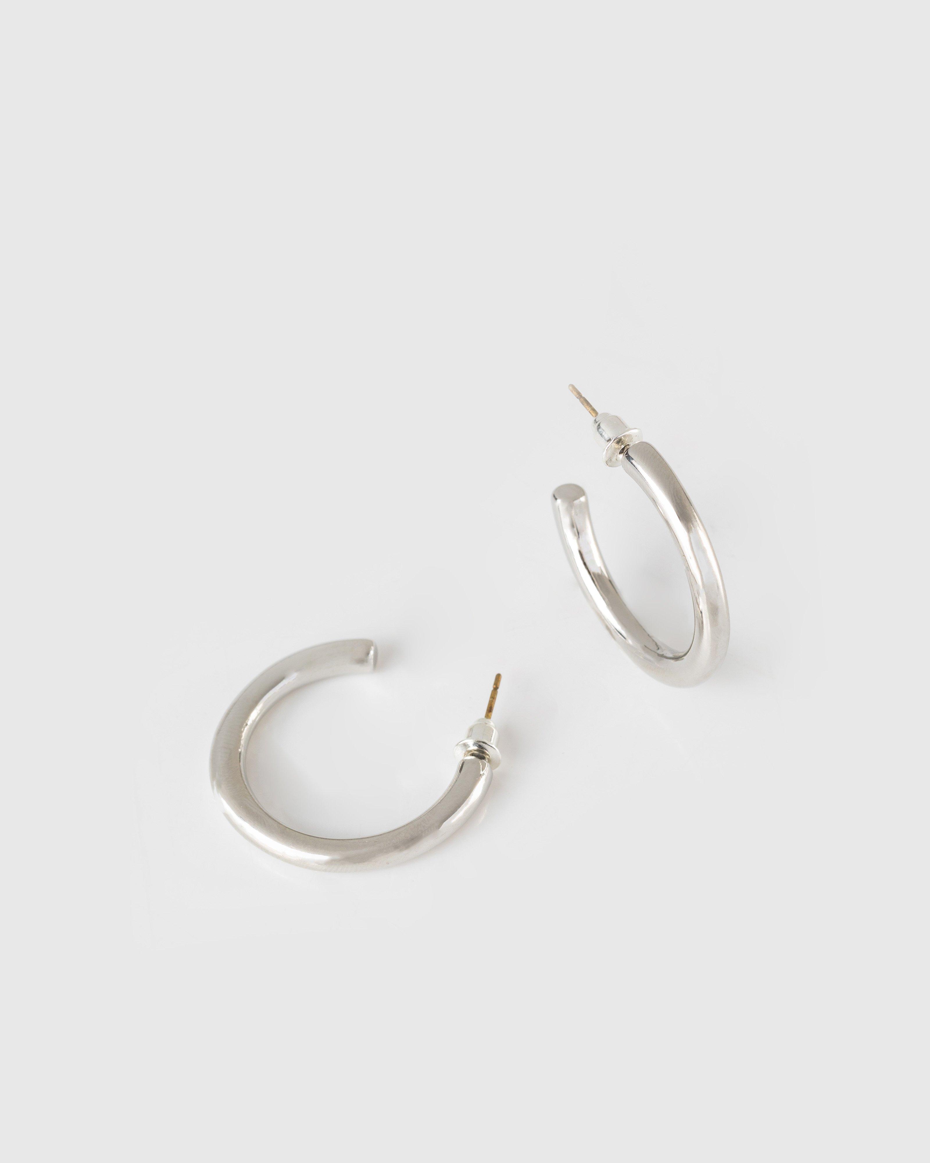 Metal Hoop Earrings -  silver