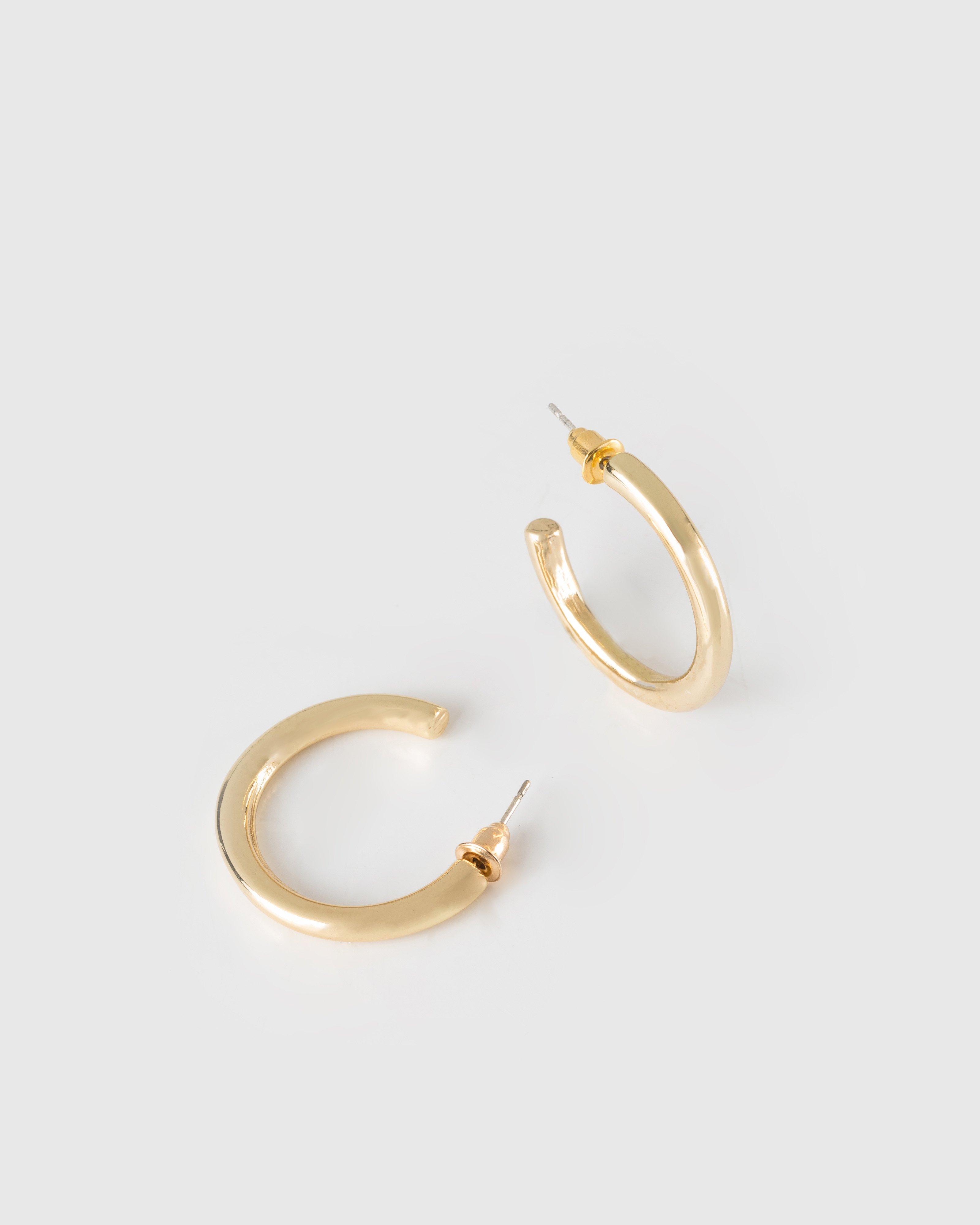 Metal Hoop Earrings -  gold