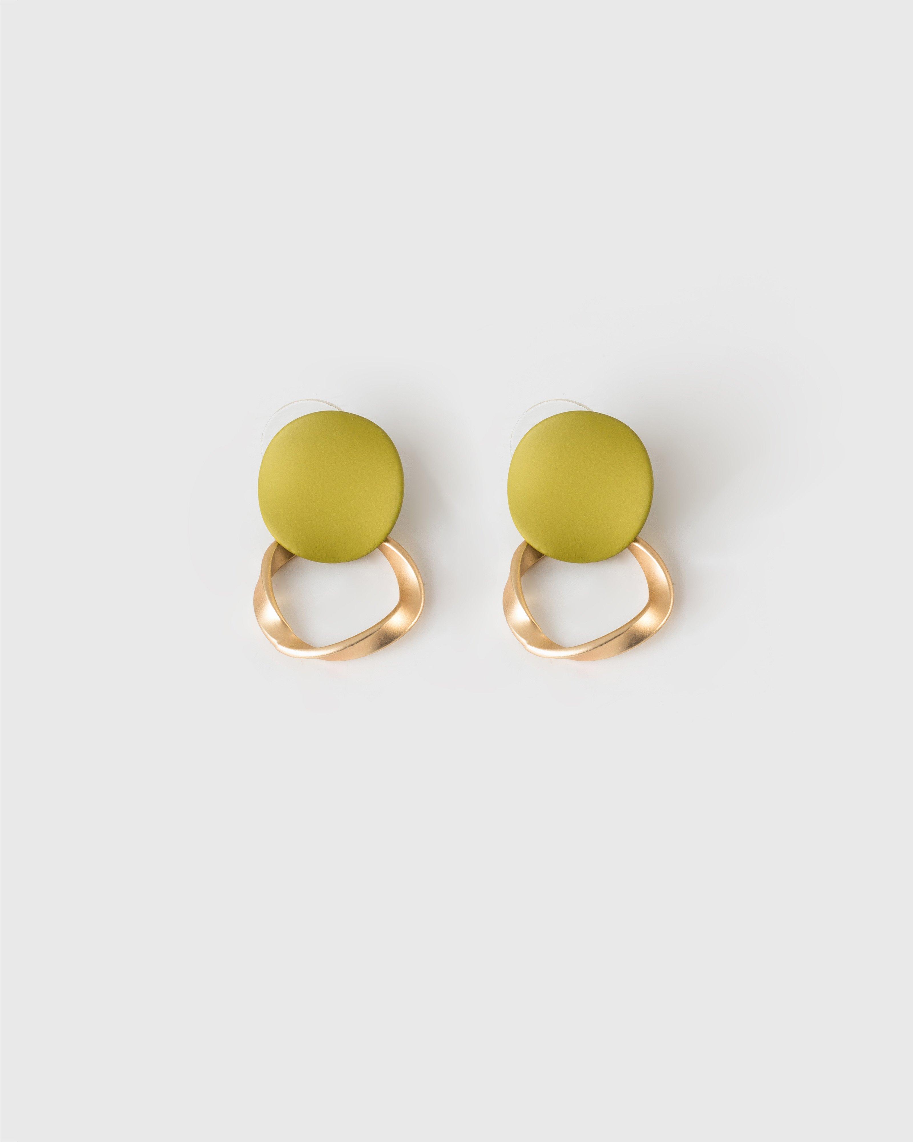 Twisted Disk Earrings -  lime