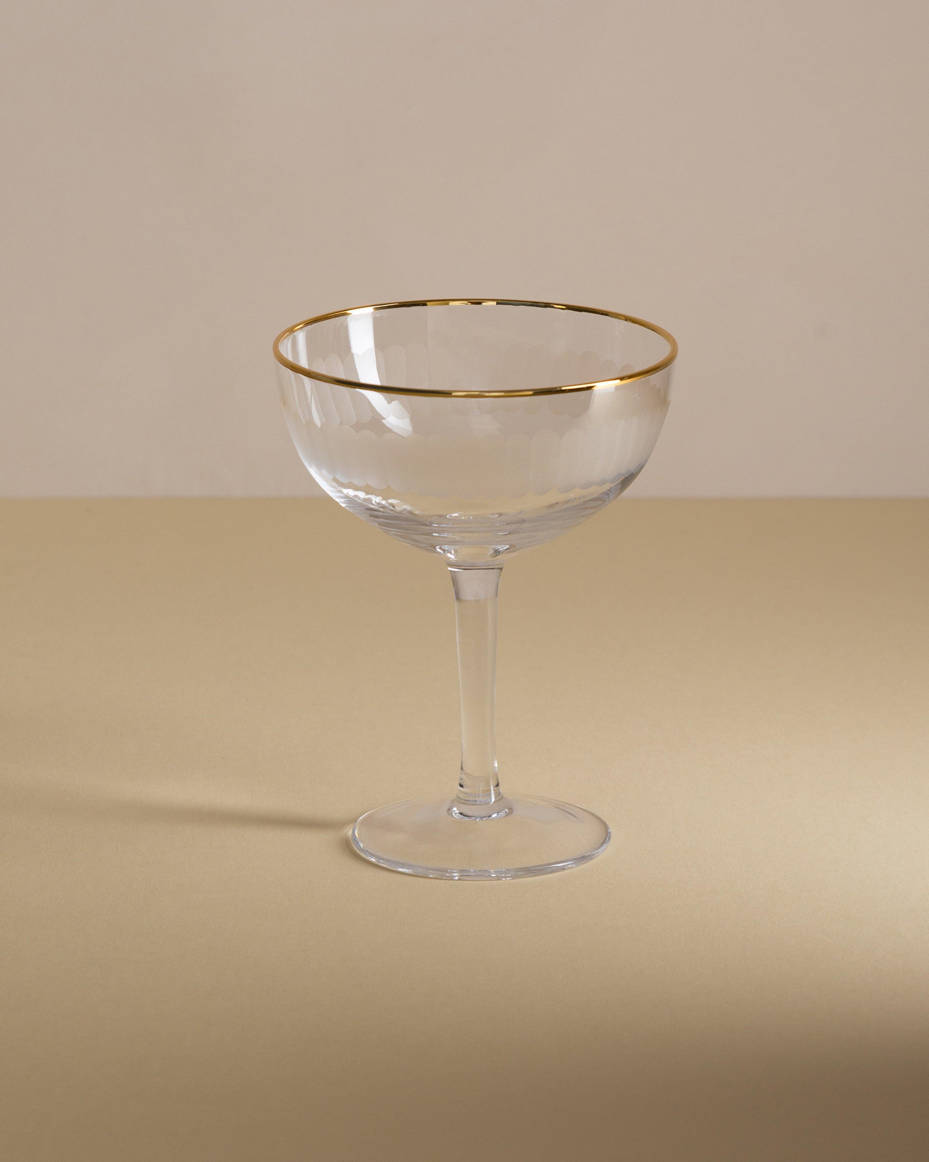 Gold Rim Ribbed Coupe Glass -  nocolour