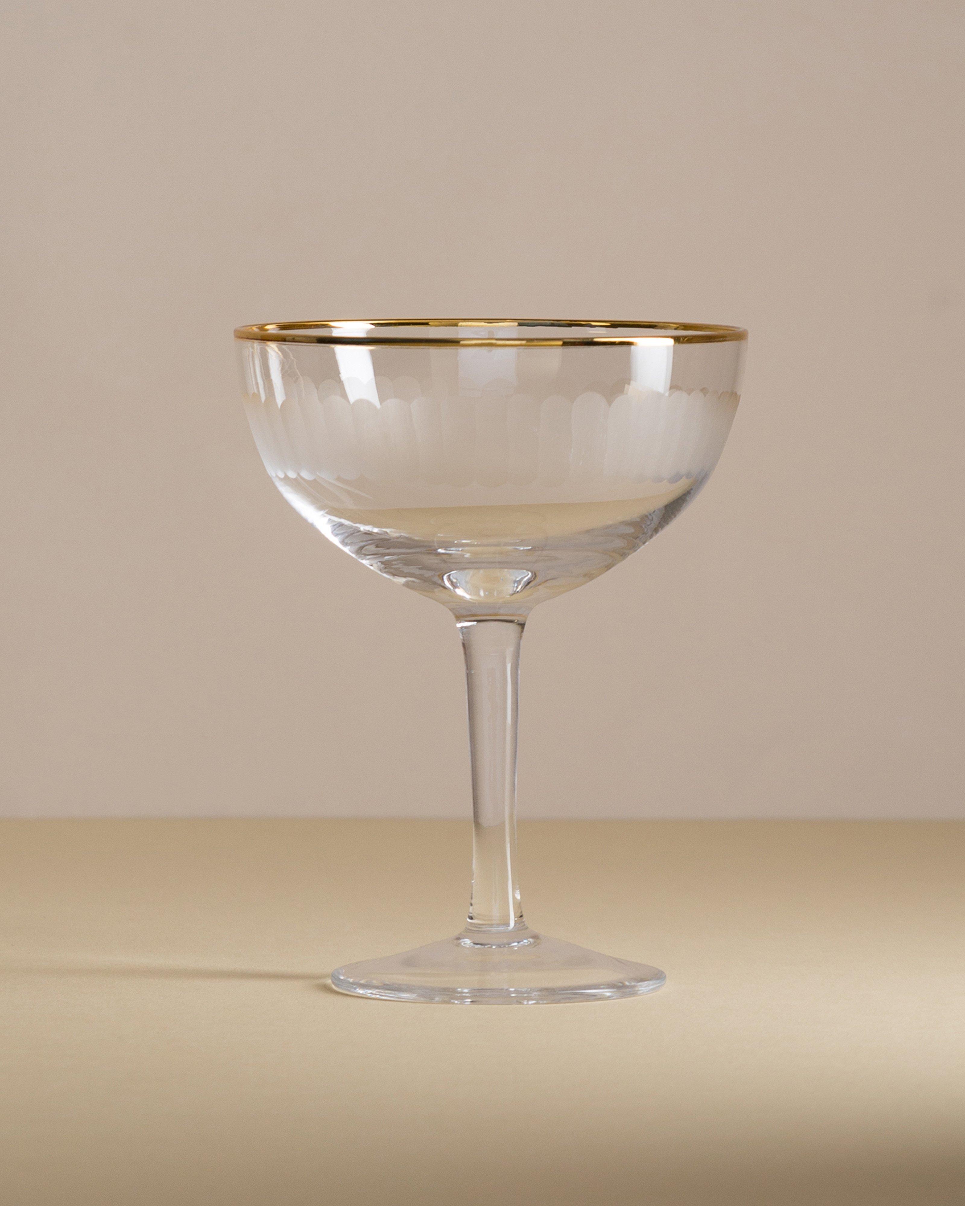 Gold Rim Ribbed Coupe Glass -  nocolour