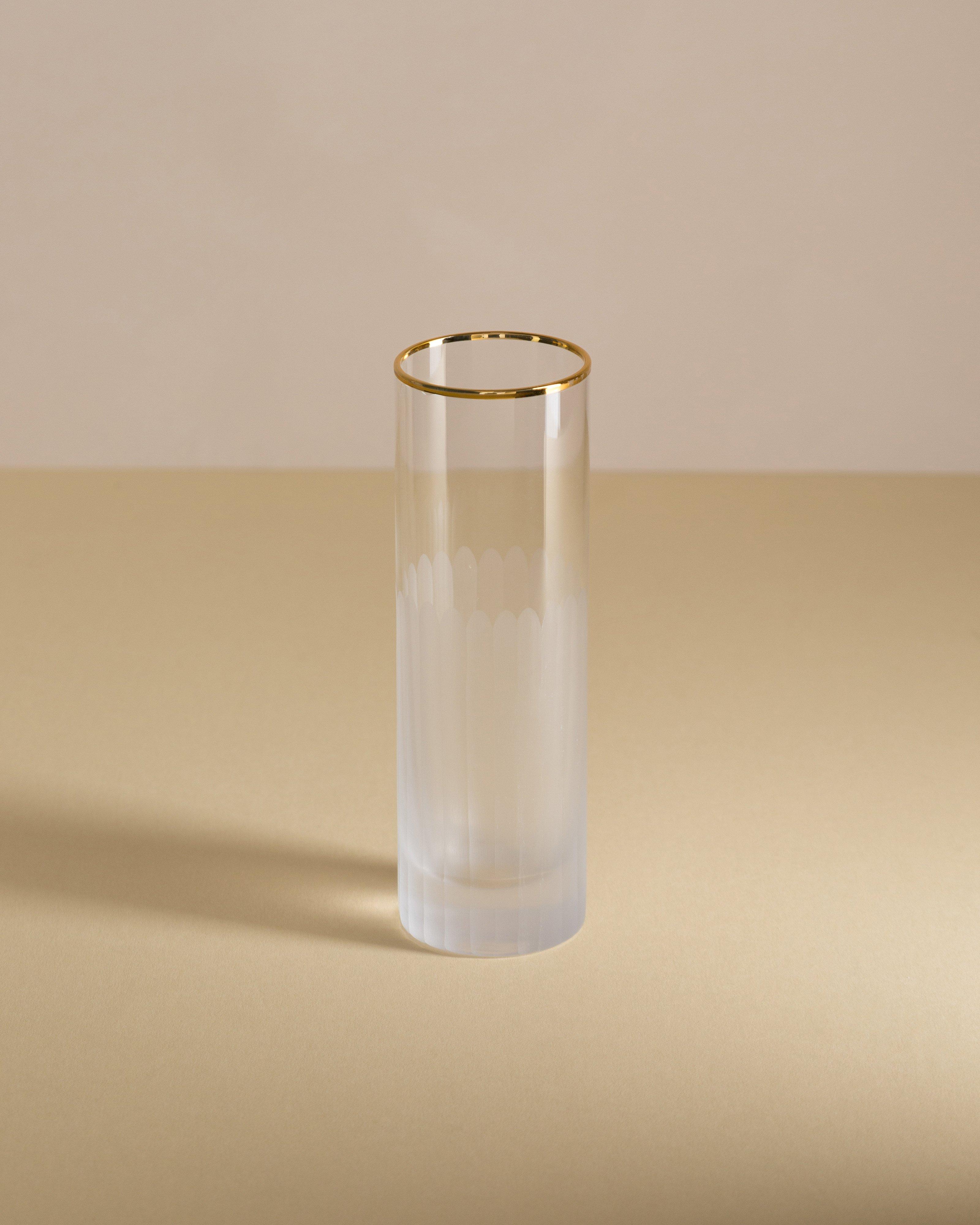 Gold Rim Ribbed Stemless Champagne Flute -  nocolour