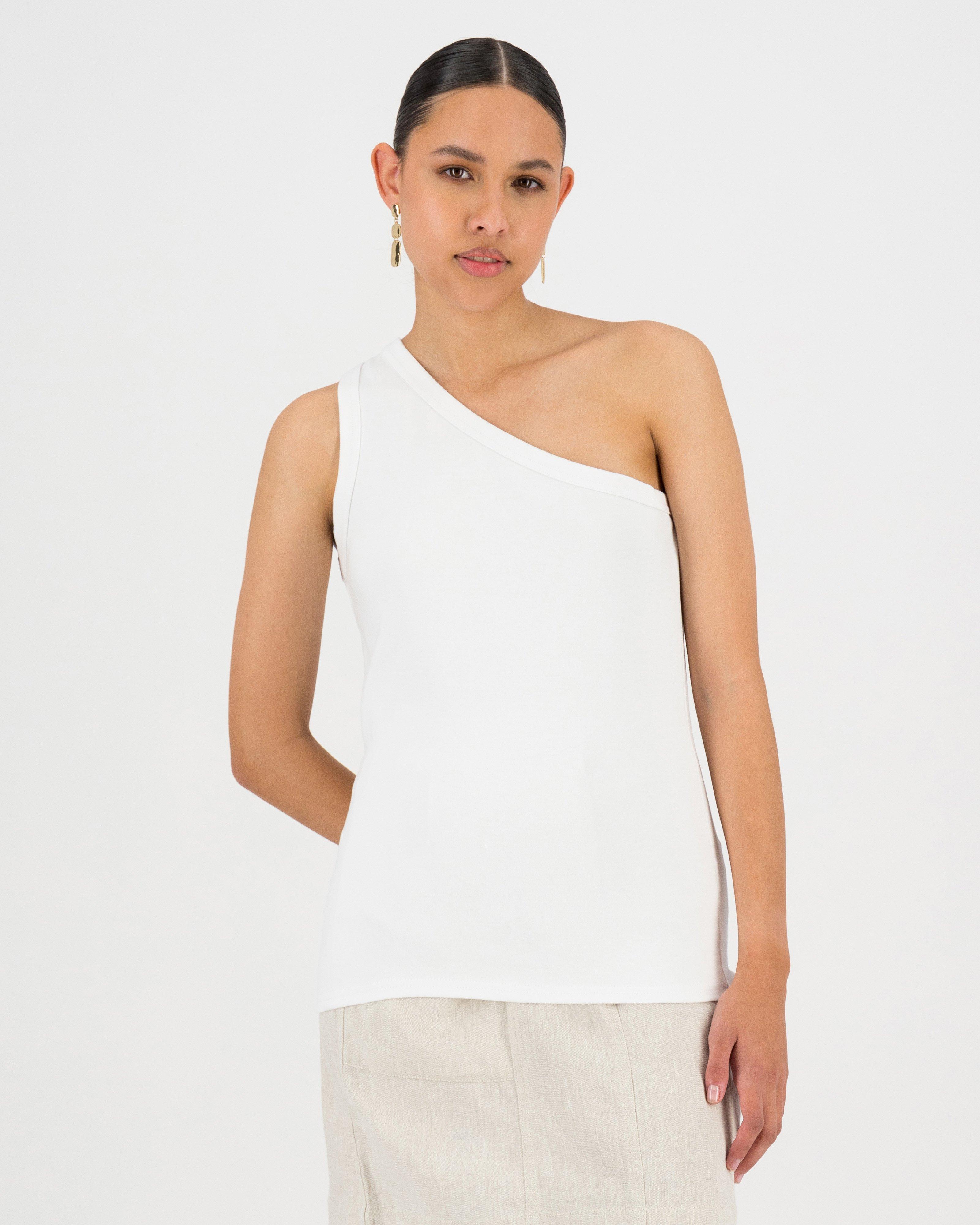 Kris One-Shoulder Tank Top -  white