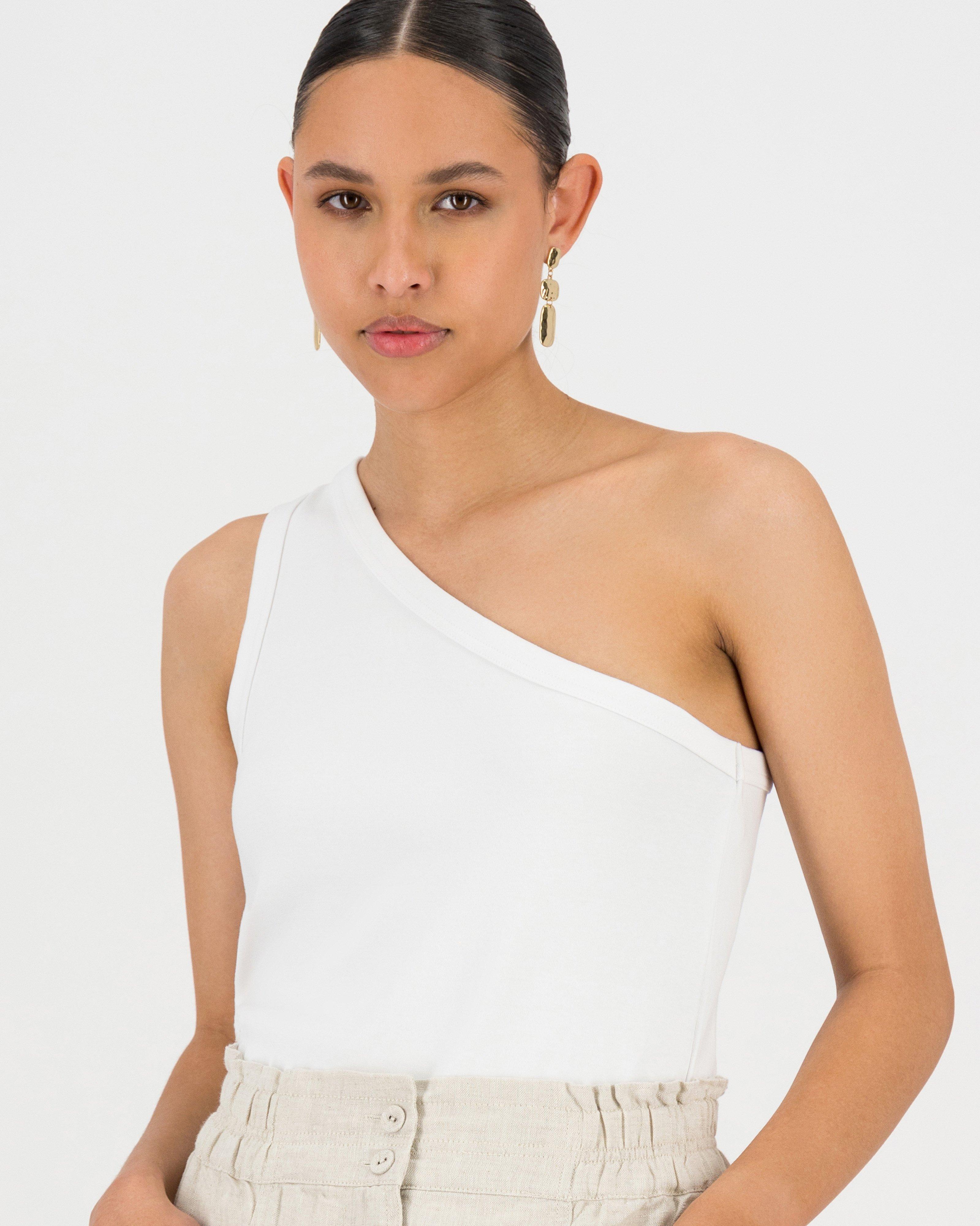 Kris One-Shoulder Tank Top -  white