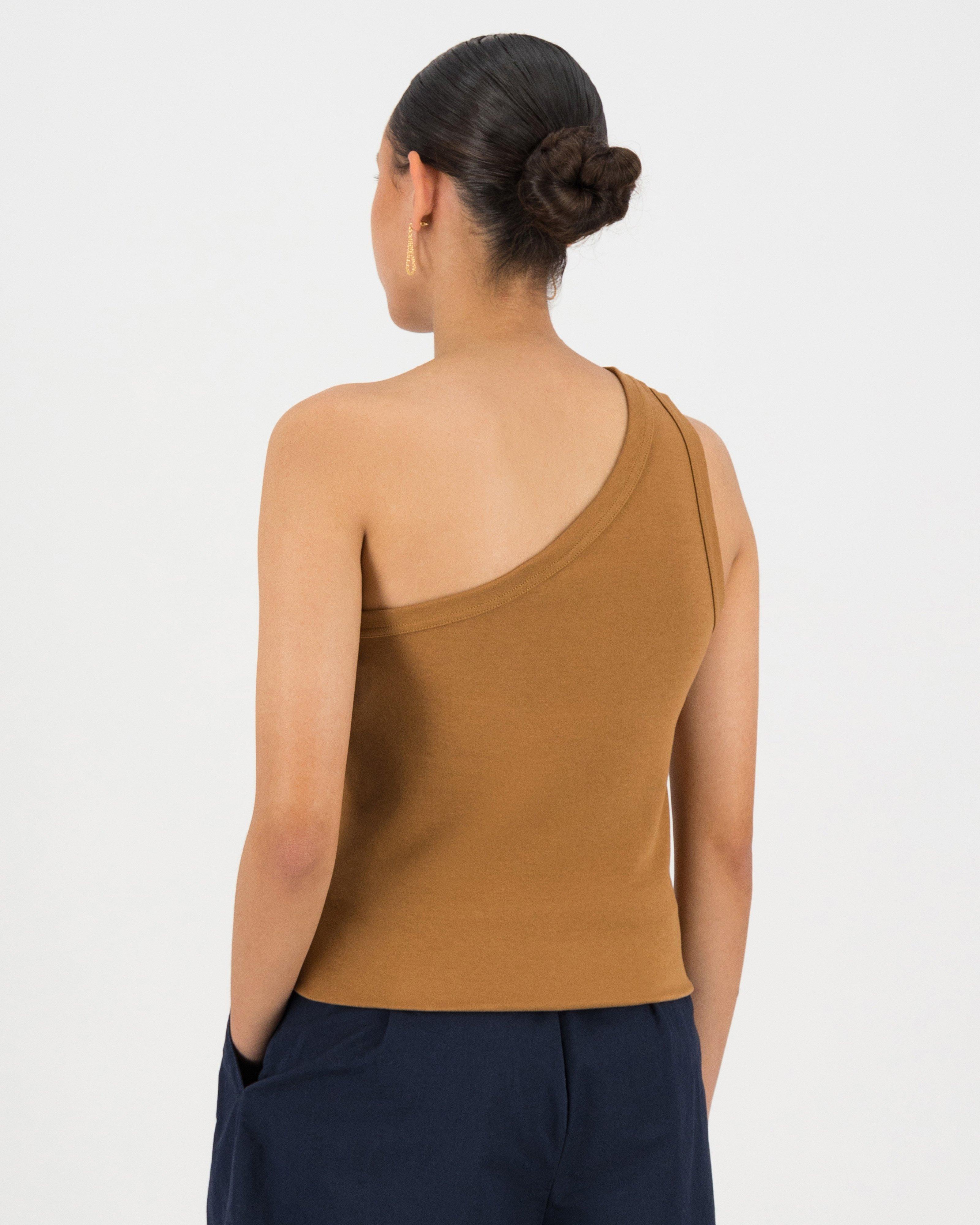 Kris One-Shoulder Tank Top -  brown