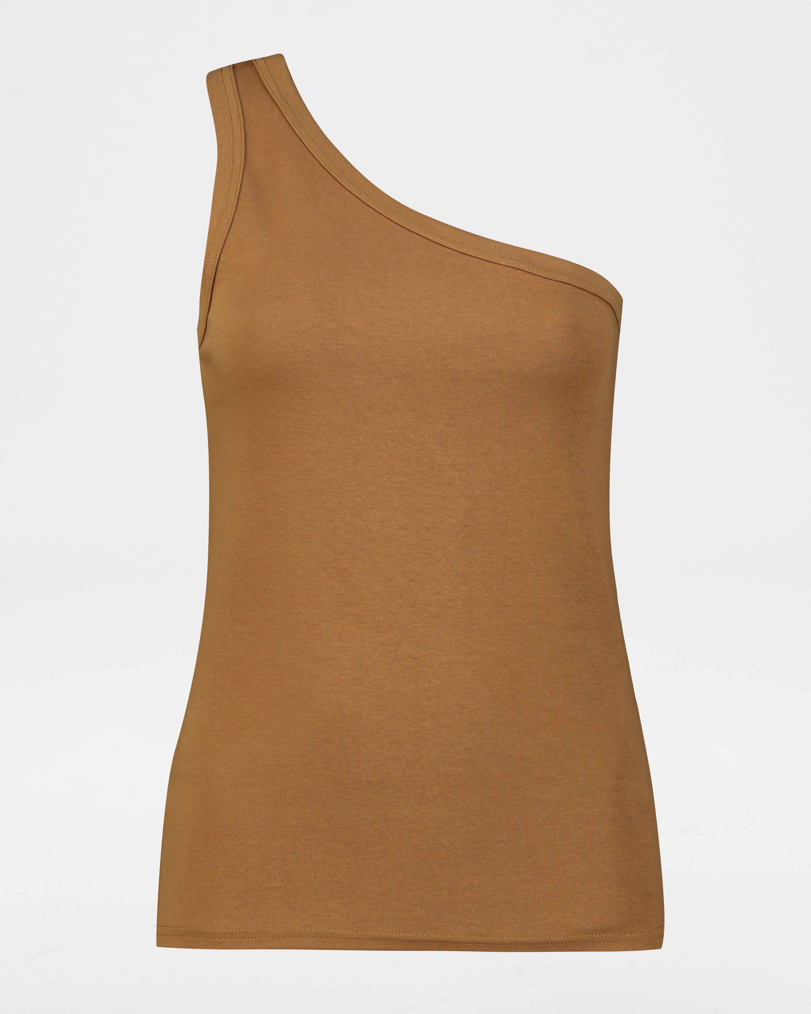 Kris One-Shoulder Tank Top -  brown