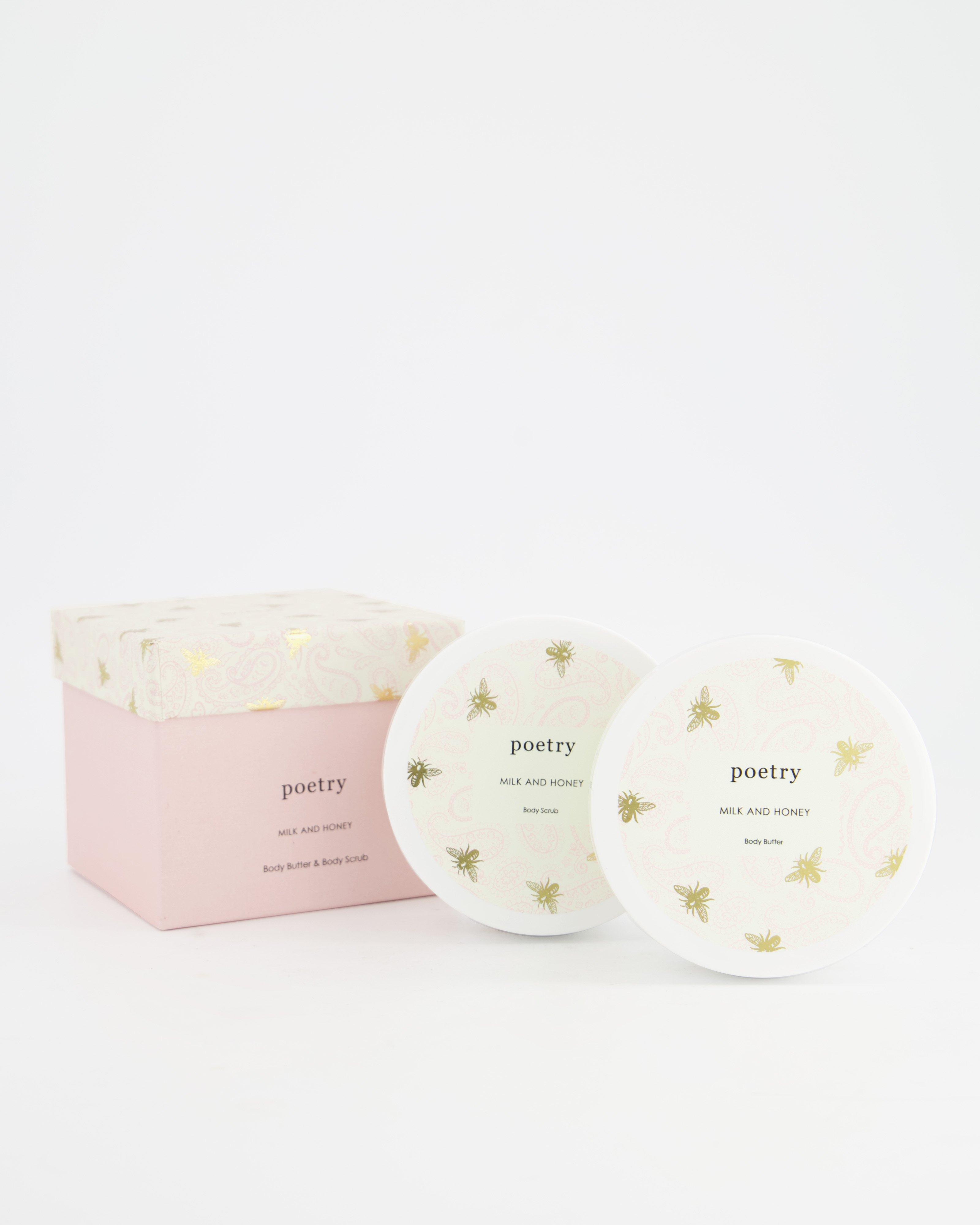 Milk and Honey Body Butter-Body Scrub Gift Set -  lightpink