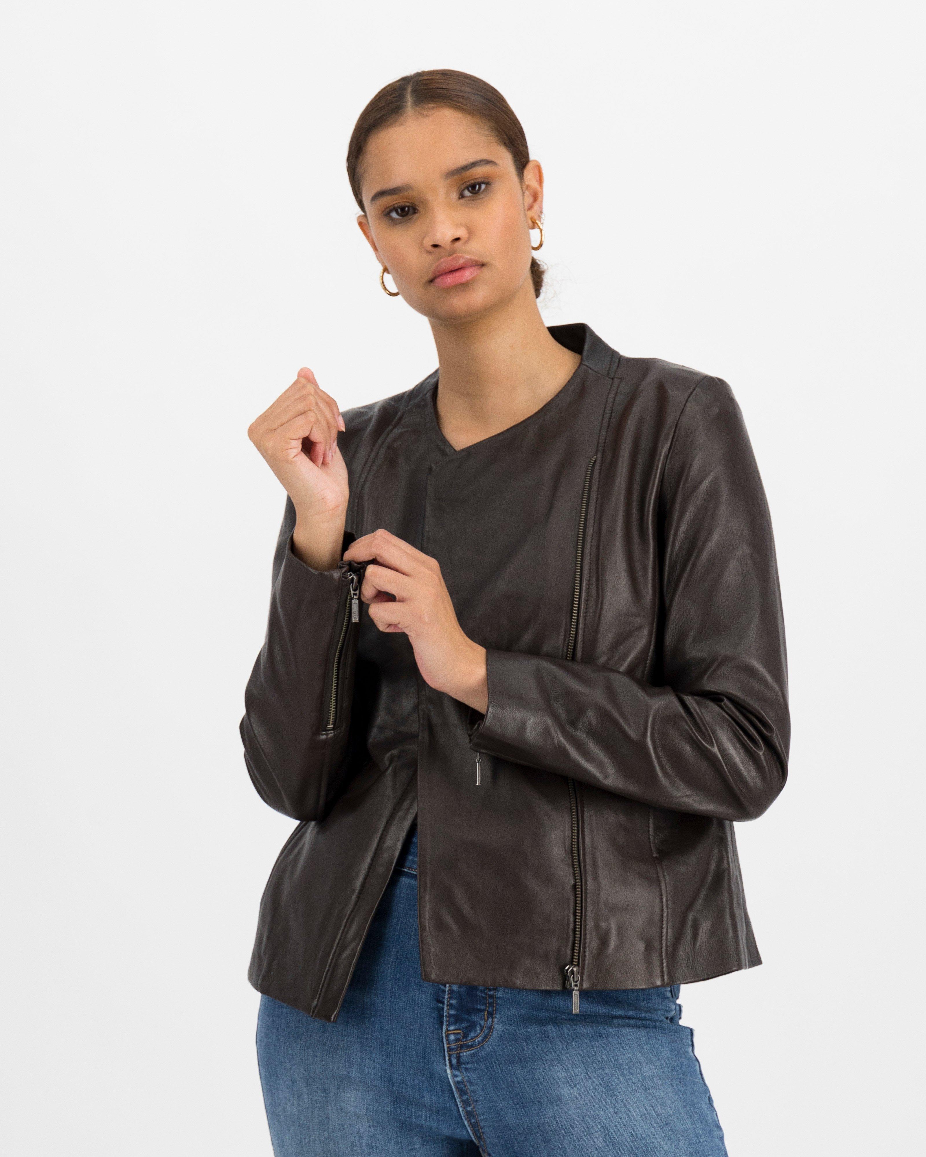 Fay Leather Jacket -  chocolate