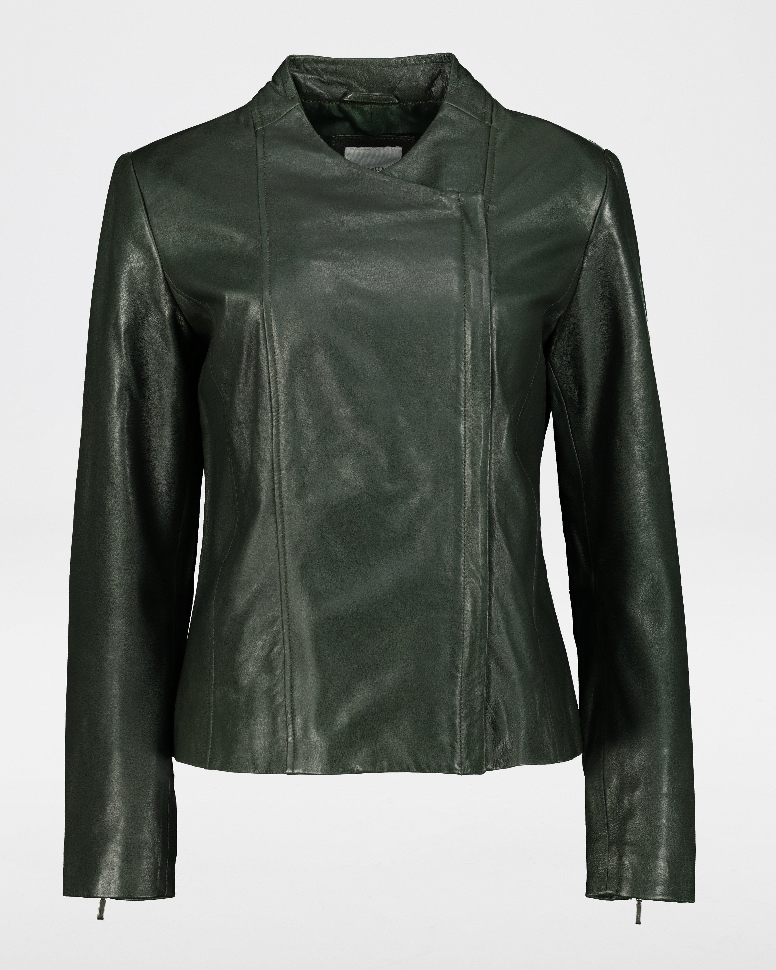 Fay Leather Jacket -  bottlegreen