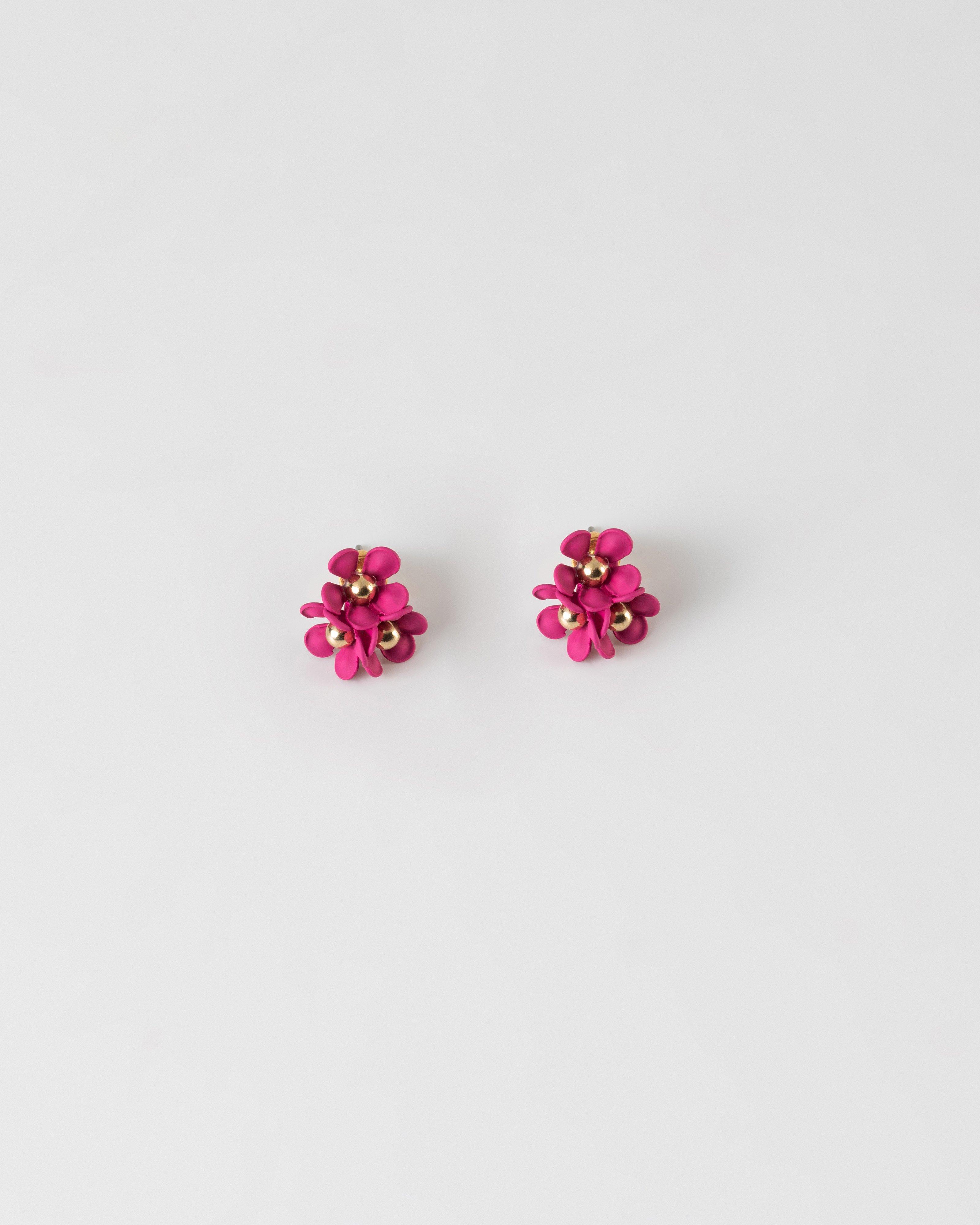 Trio Cluster Flower Stud -  pink