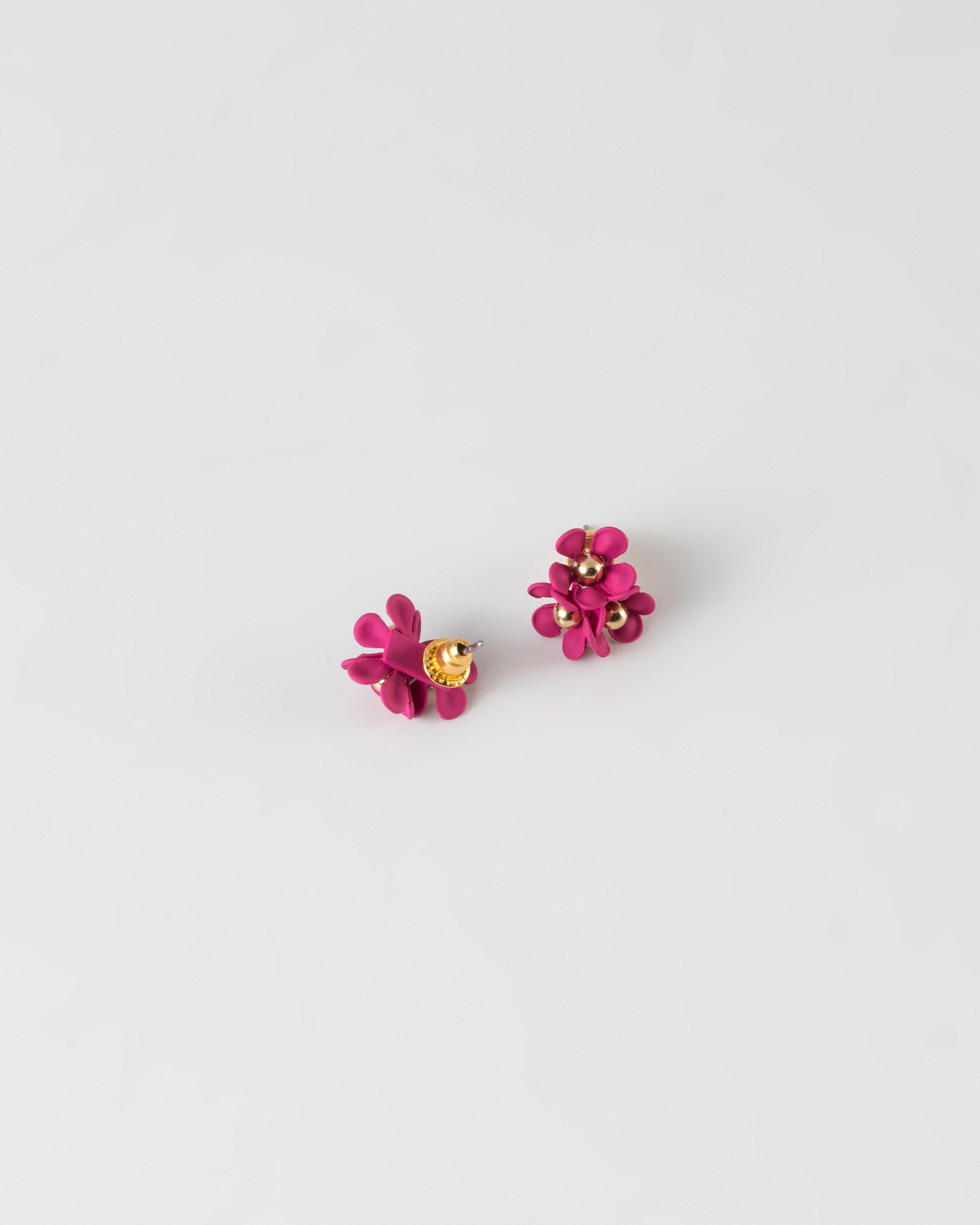 Trio Cluster Flower Stud -  pink