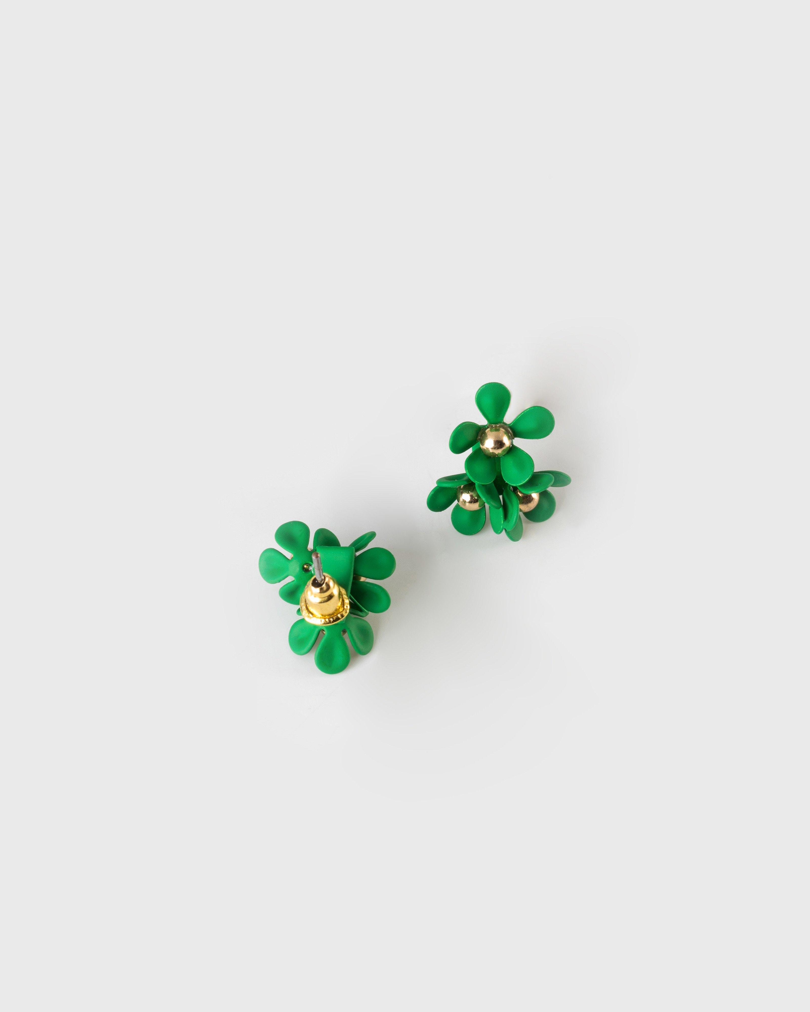 Trio Cluster Flower Stud -  green