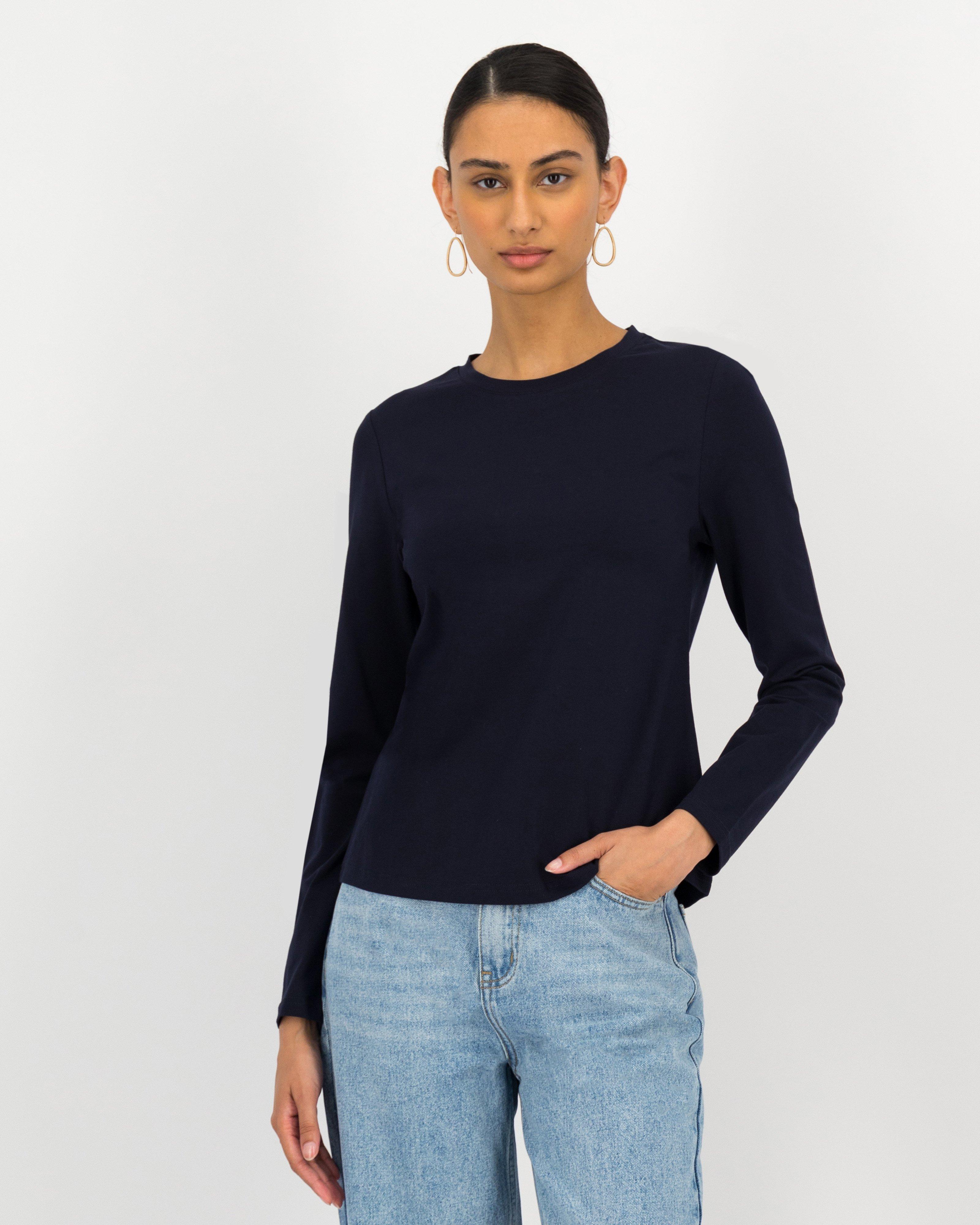 Poetry Clea Long Sleeve Tee -  navy