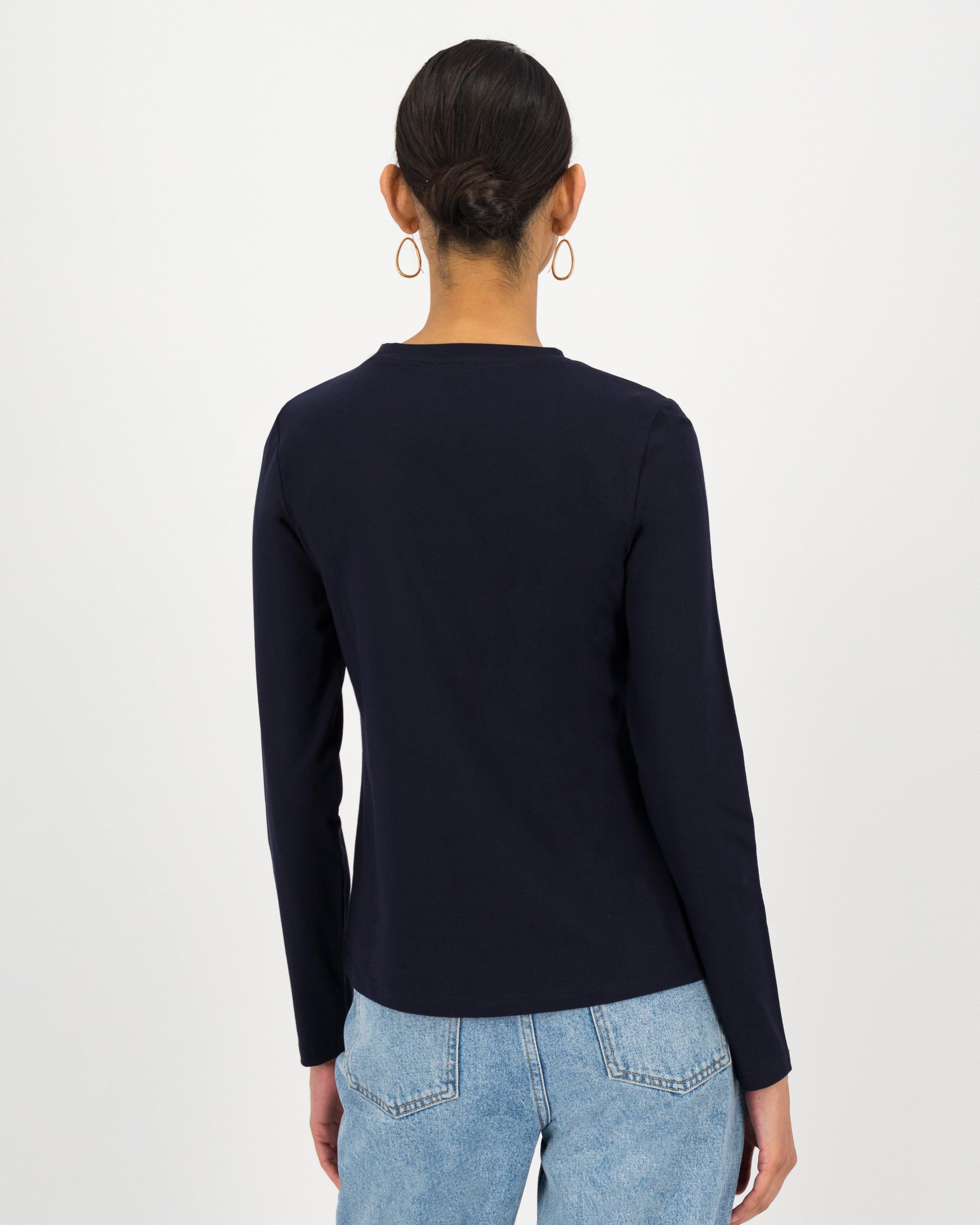 Poetry Clea Long Sleeve Tee -  navy