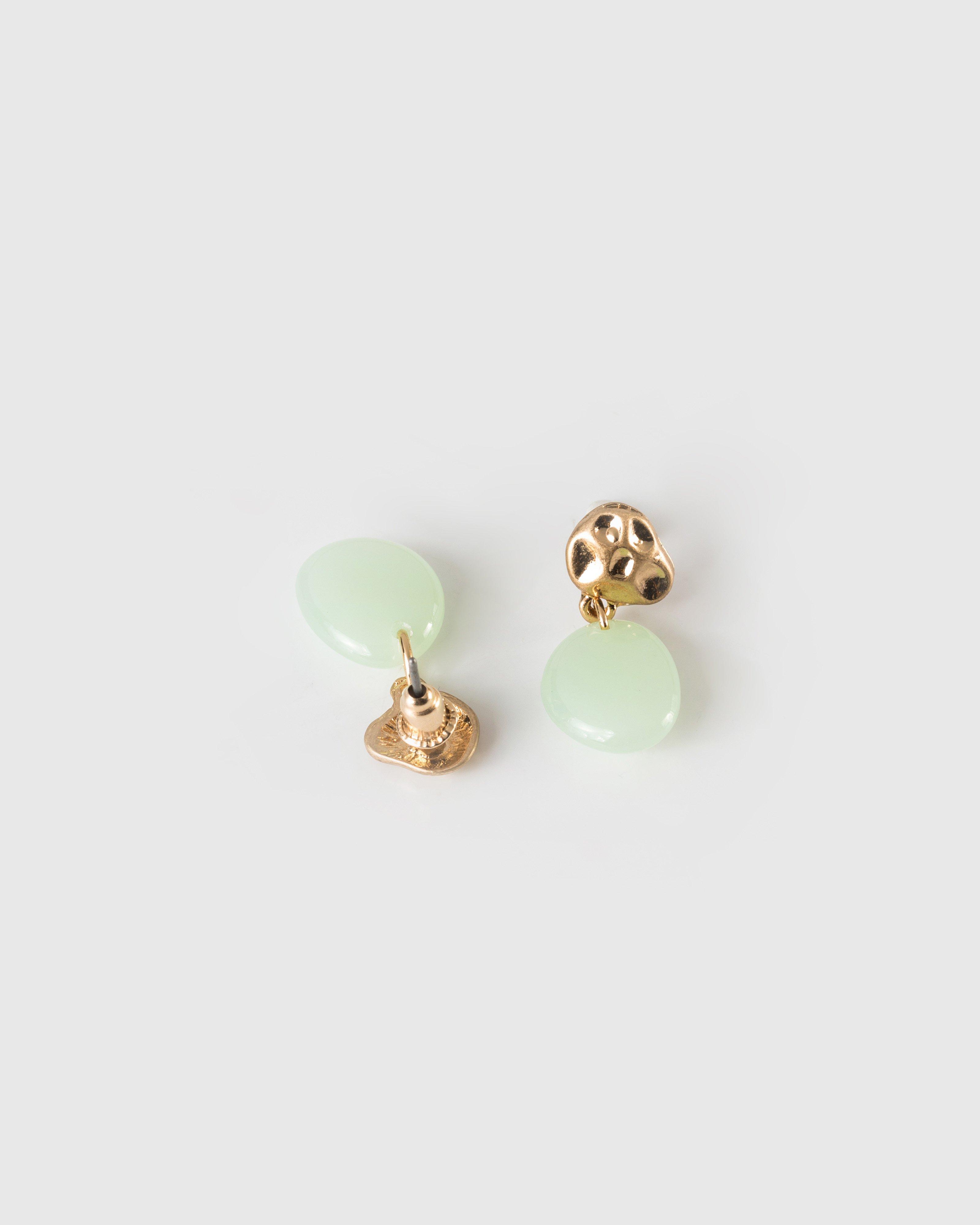 Resin Disk Drop Drop Earrings -  sage