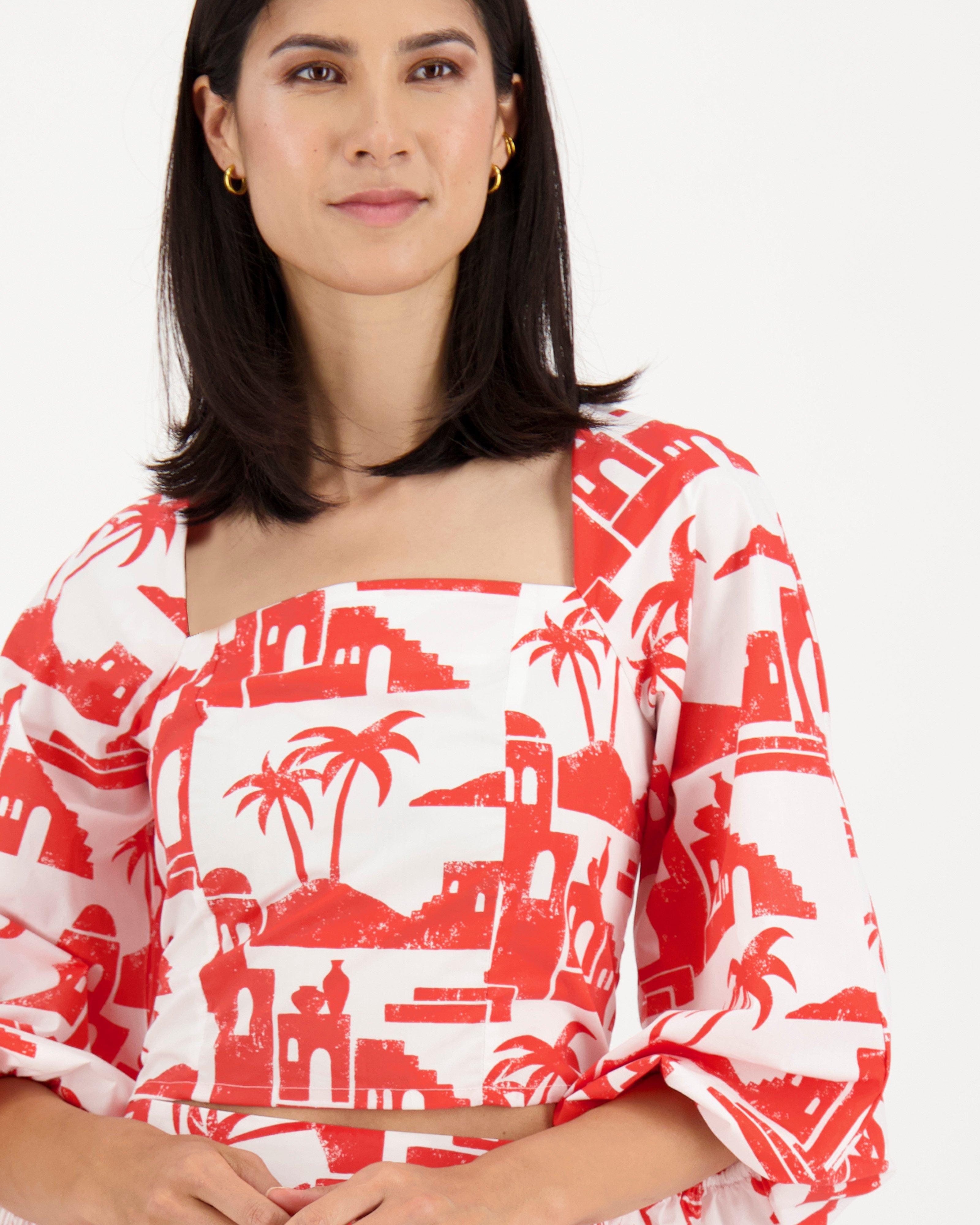 Poetry Erika Printed Top -  coral