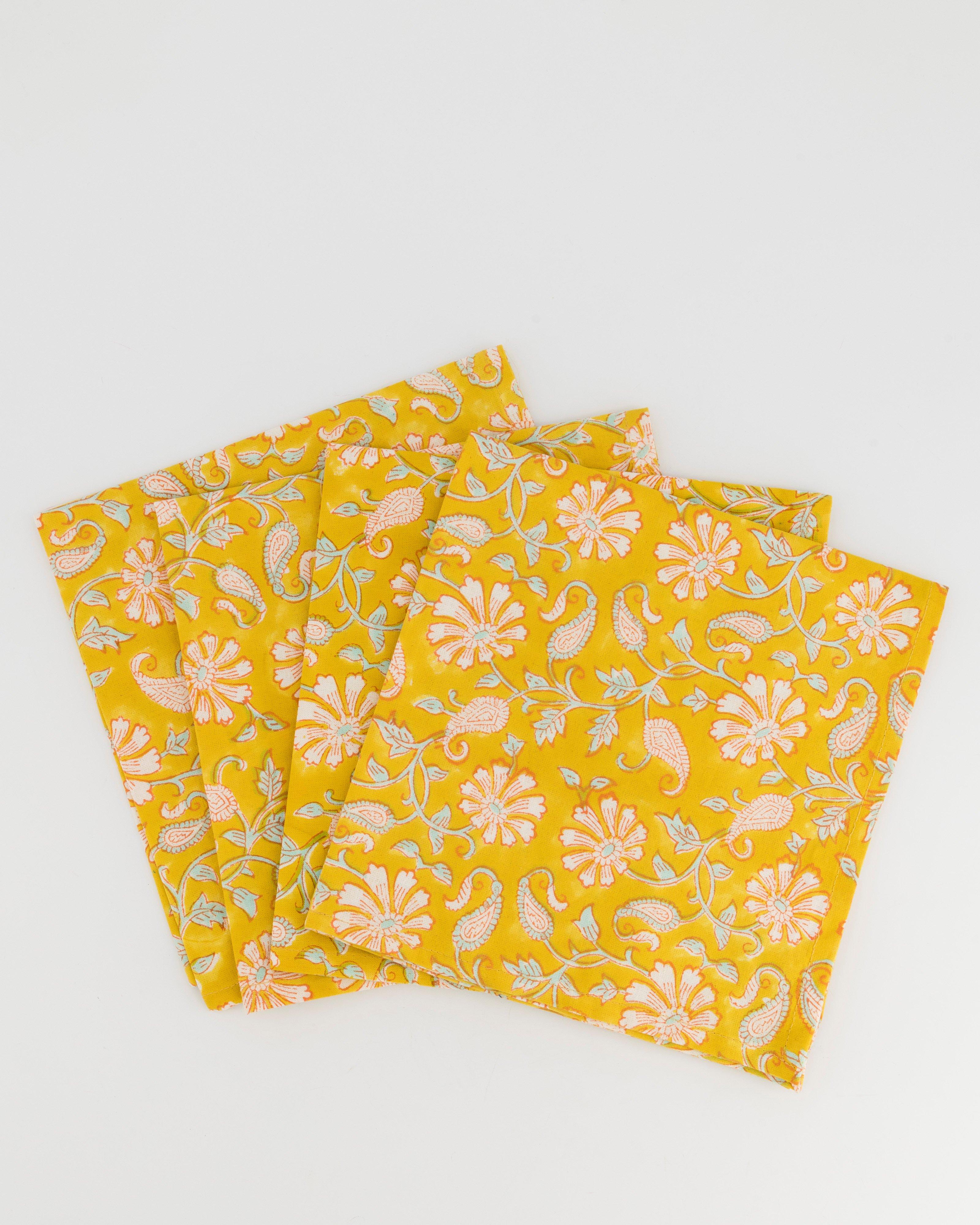 Ochre Floral Napkins -  ochre