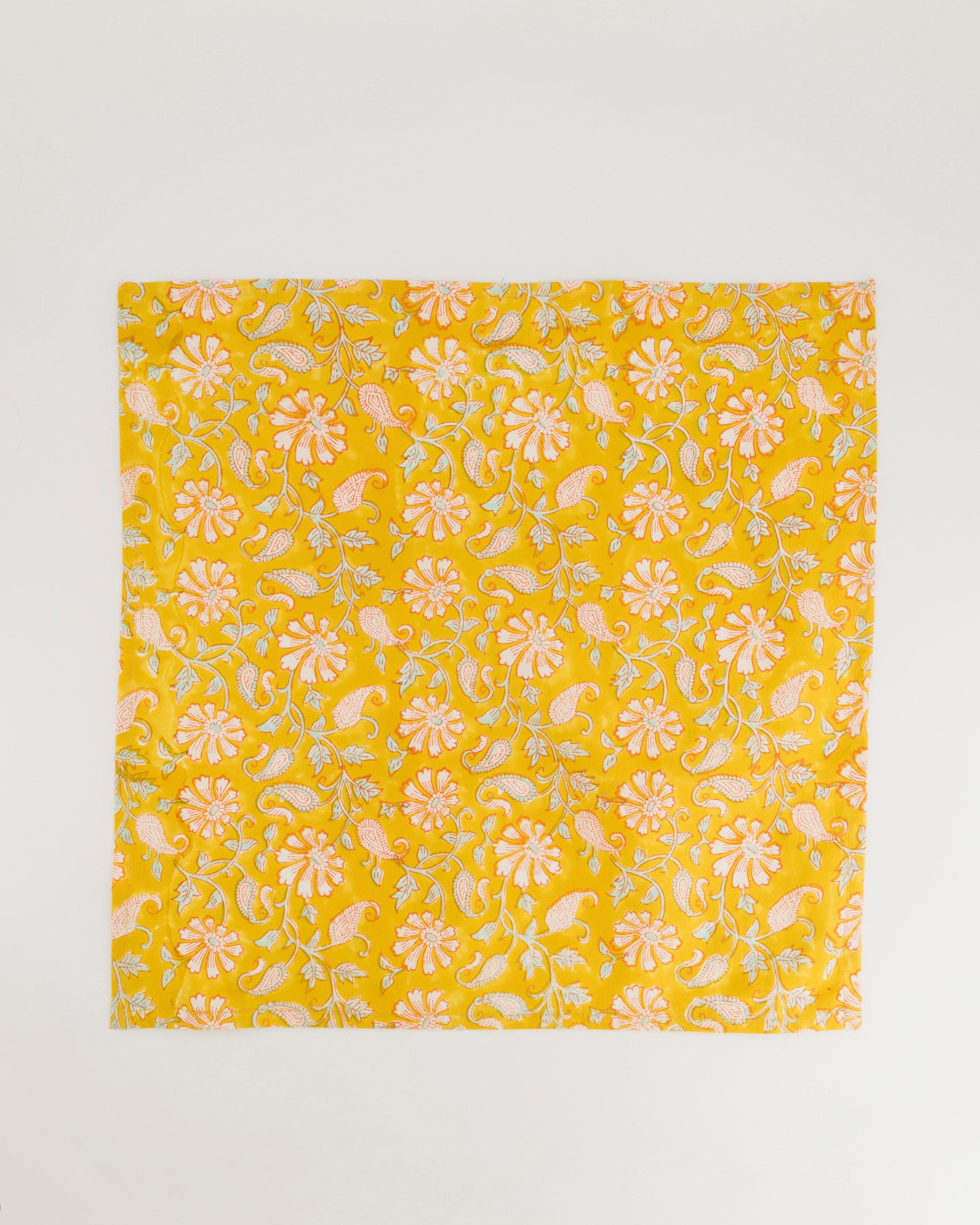 Ochre Floral Napkins -  ochre