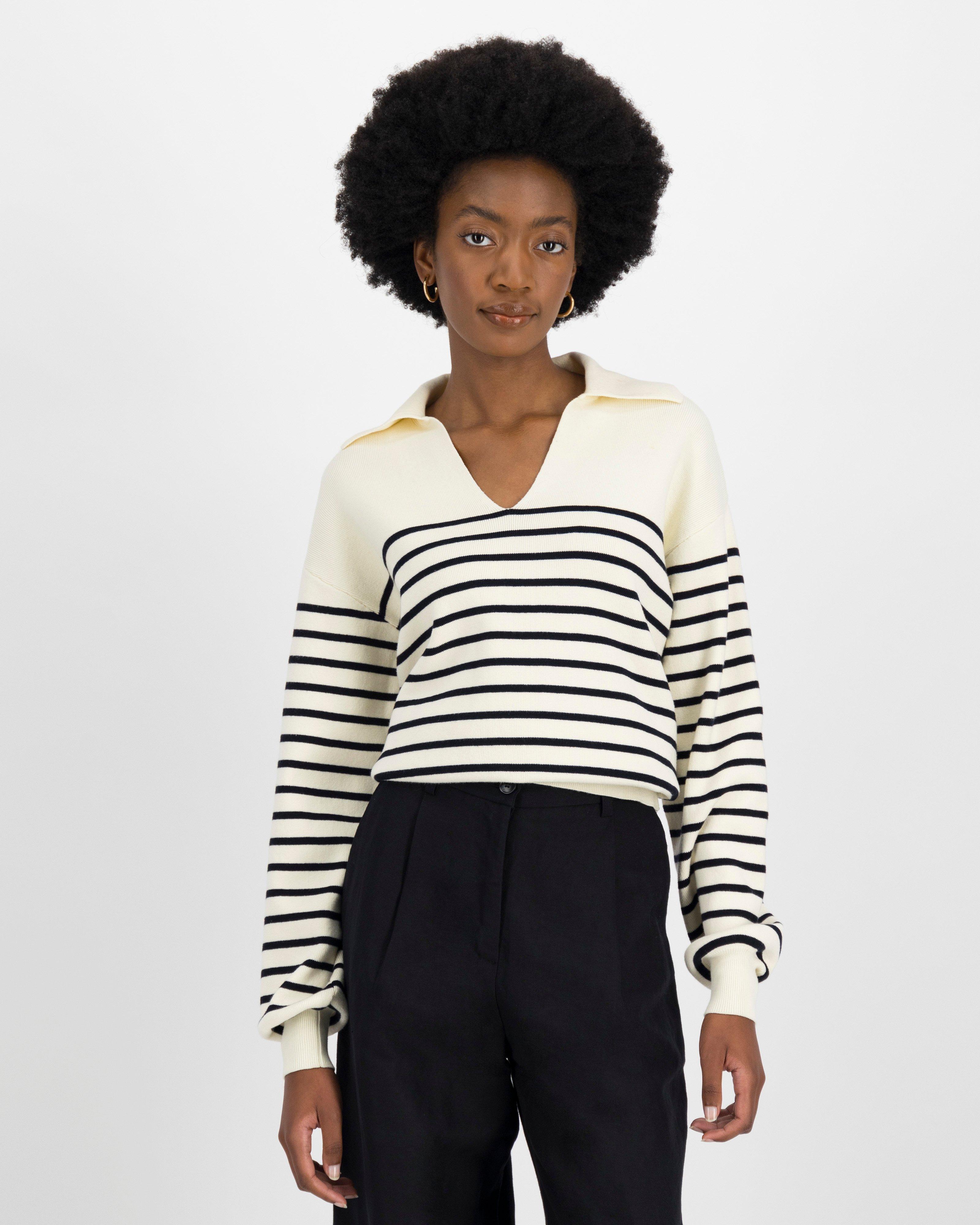 Poetry Lillian Stripe Jumper -  milk