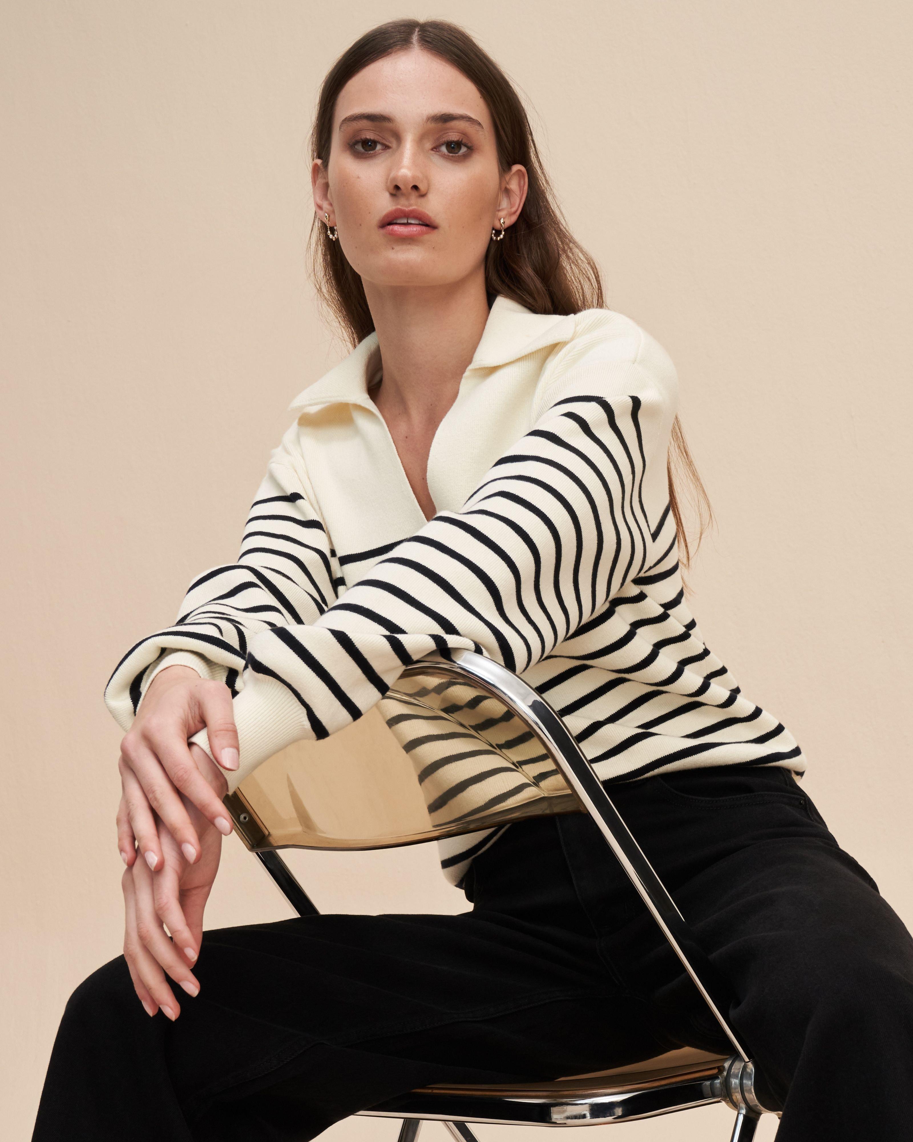 Poetry Lillian Stripe Jumper -  milk