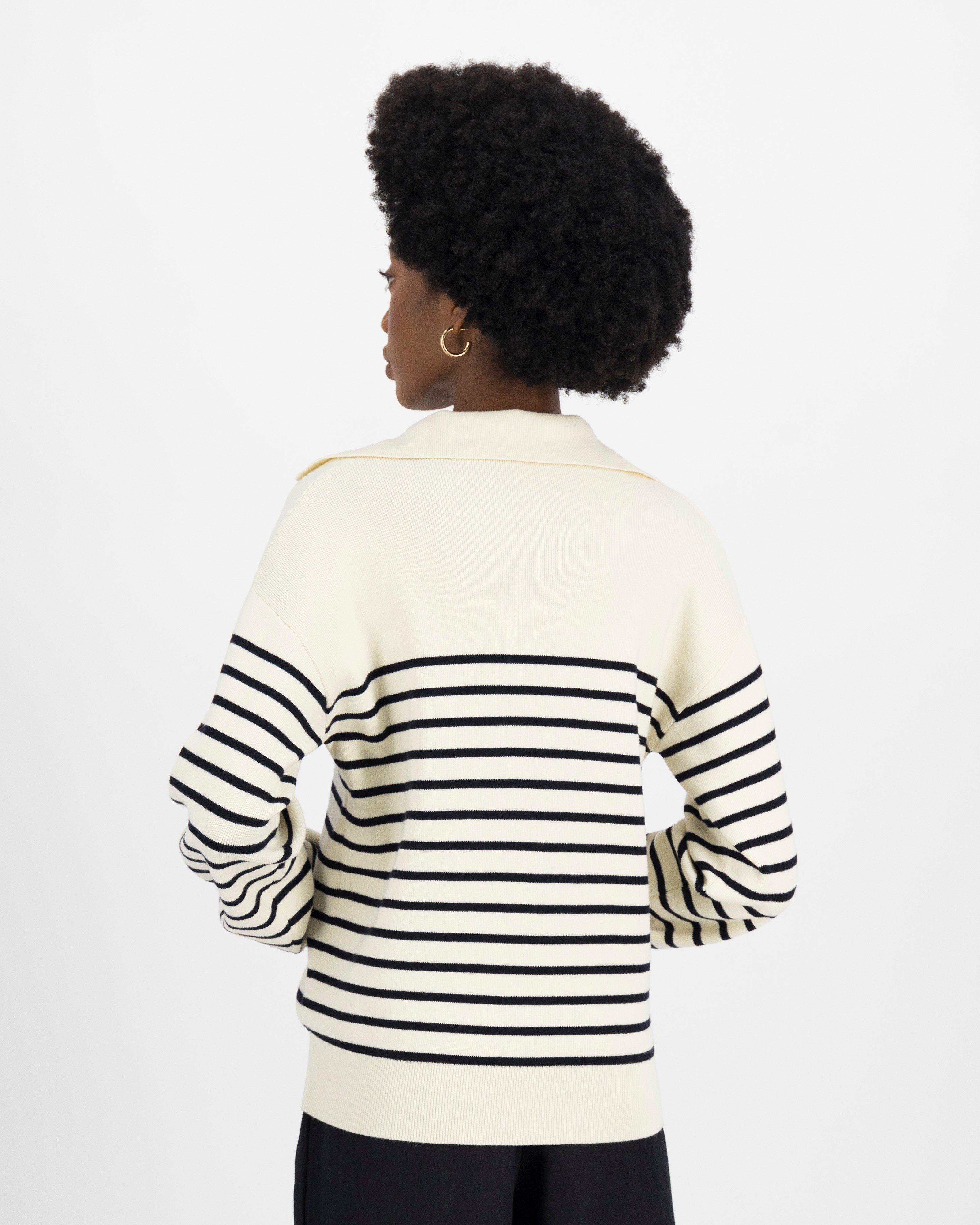 Poetry Lillian Stripe Jumper -  milk