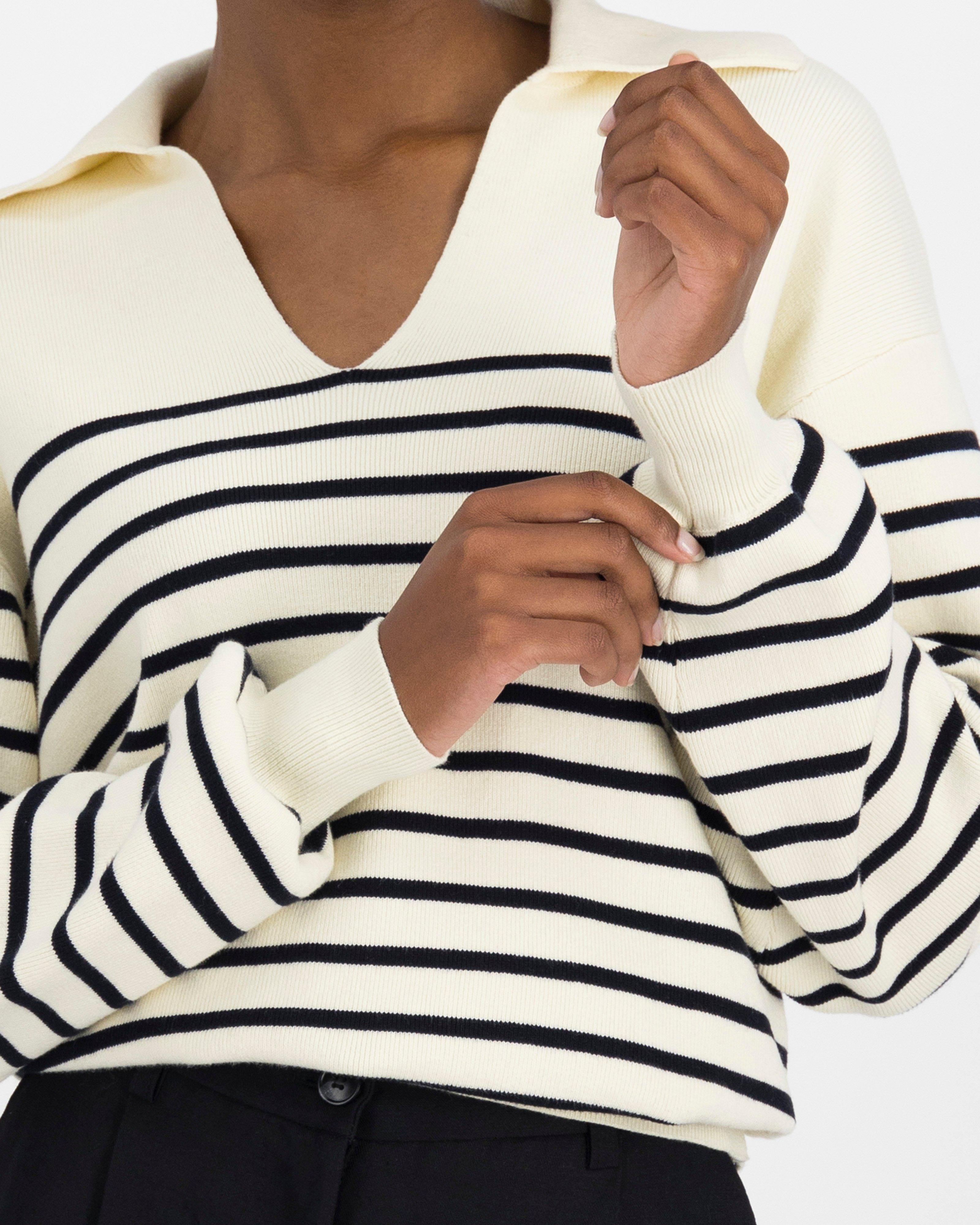 Poetry Lillian Stripe Jumper -  milk