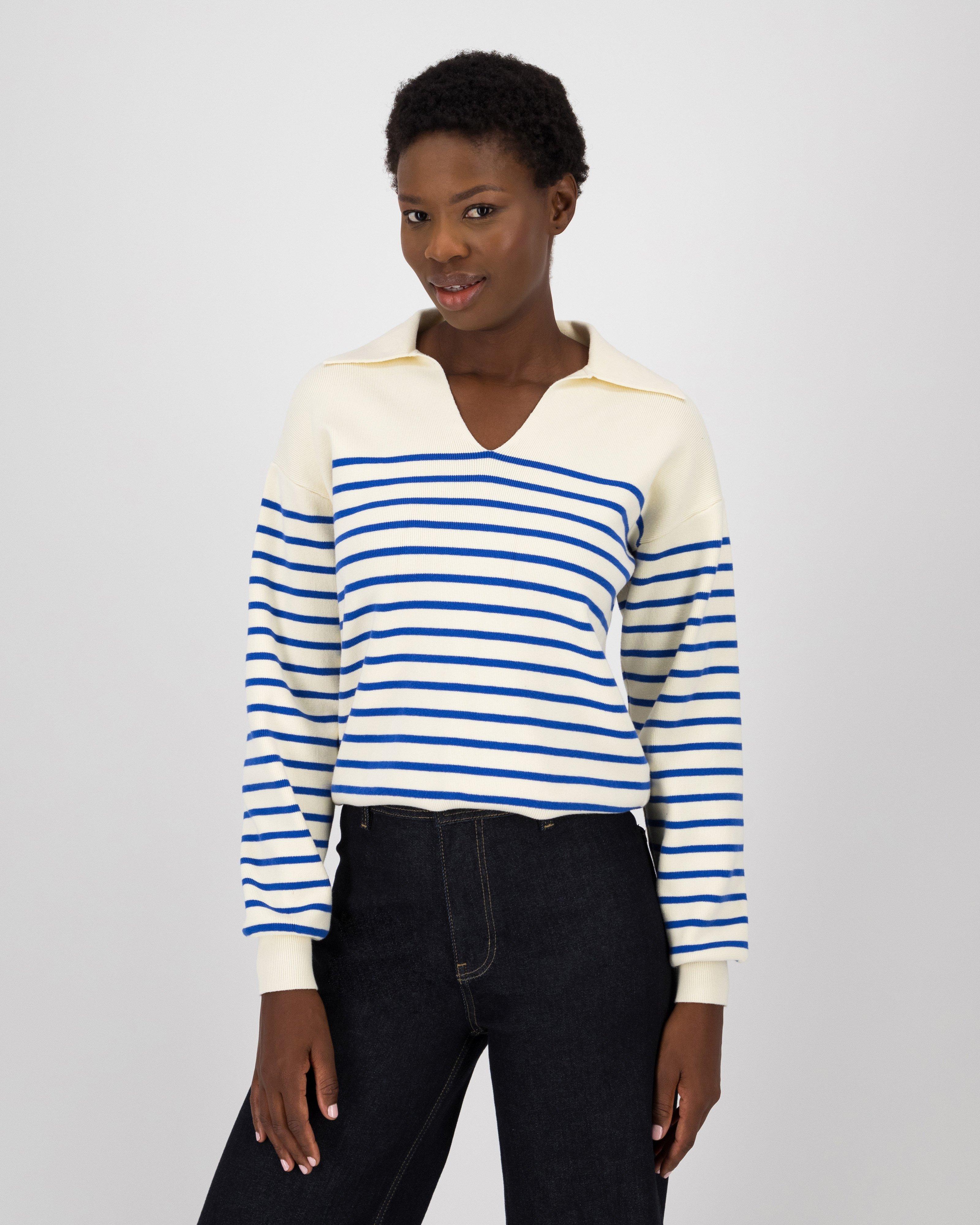 Poetry Lillian Stripe Jumper -  cobalt